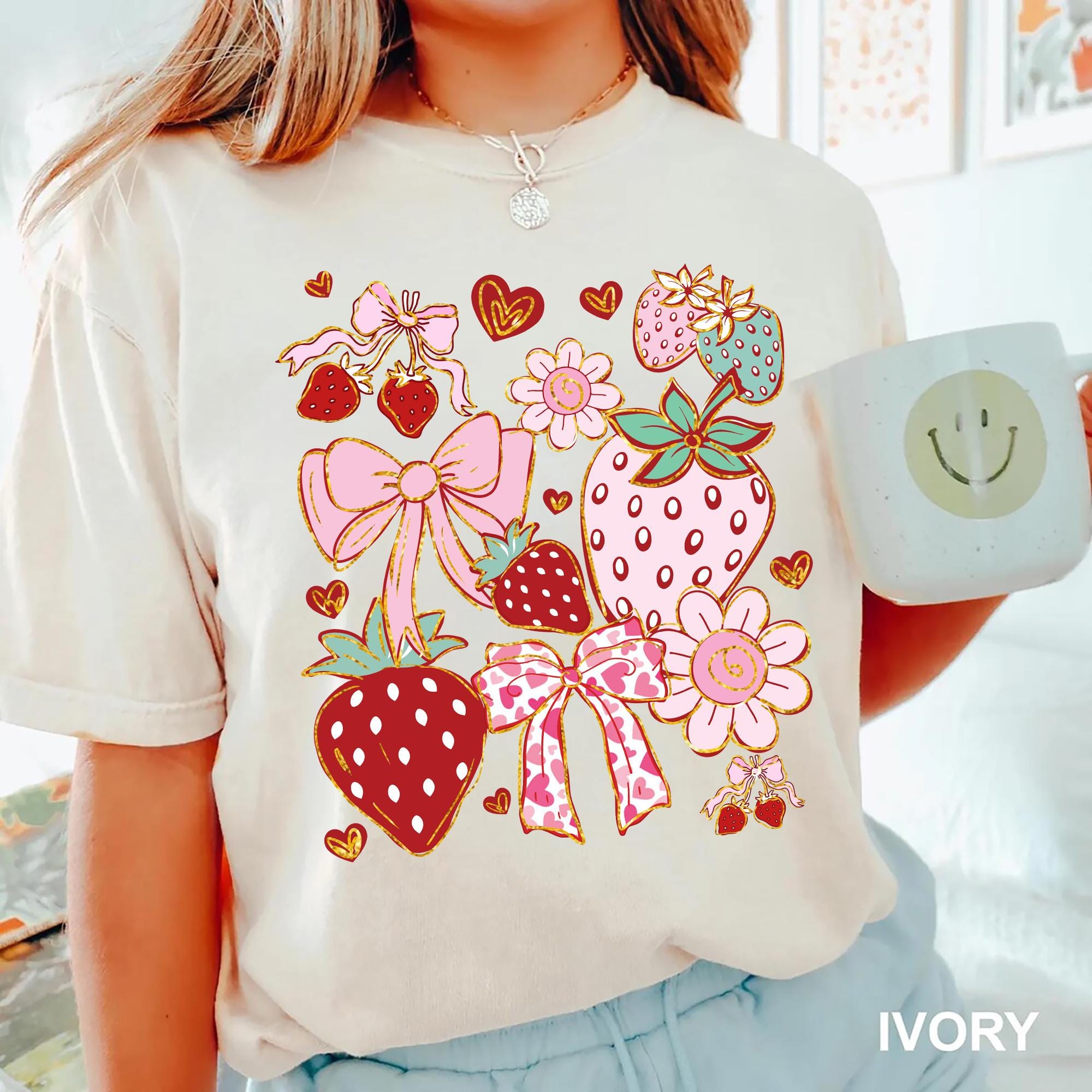 Coquette Strawberry Shirt Cute Strawberry Tee Strawberry Lover Gift Summer Festival Shirt Botanical Fruit Tee Girly Aesthetic Graphic Tee – Cozy Vibes · Trending Graphic Apparel
