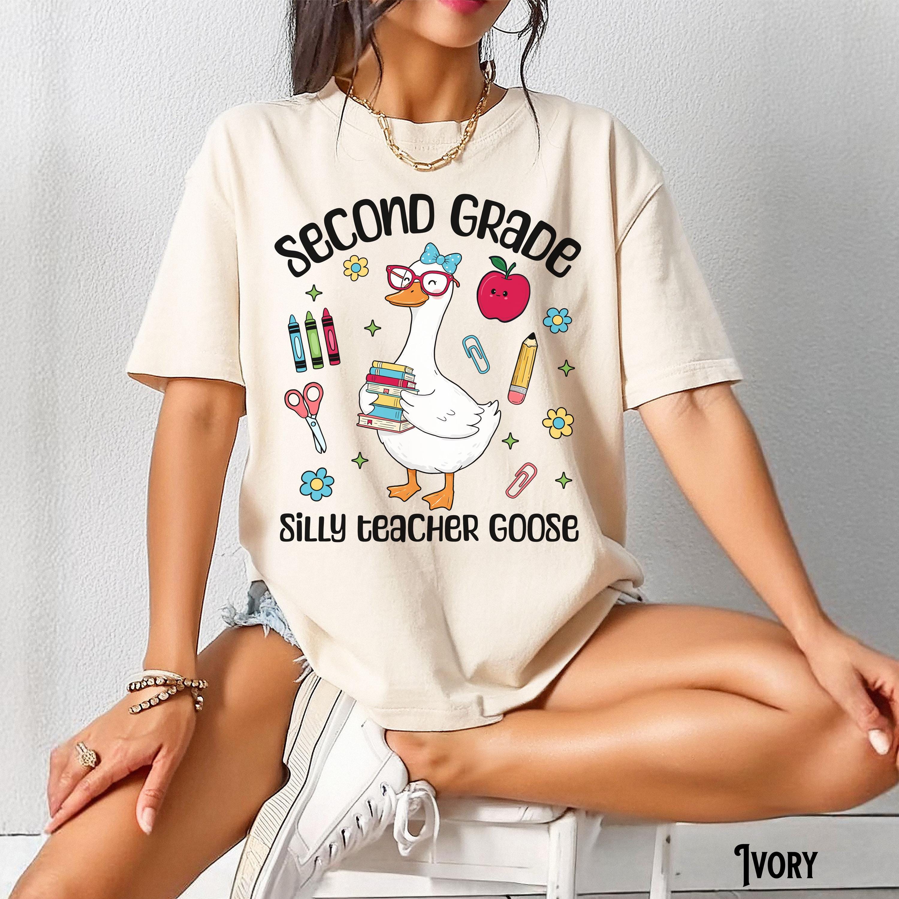 Second Grade Teacher Shirt Teacher Tee 2nd Grade T Shirt Back To School Silly Goose Retro Whimsical Gift For Teacher Graphic Tee – Soft Feel · Great Gift For Fans