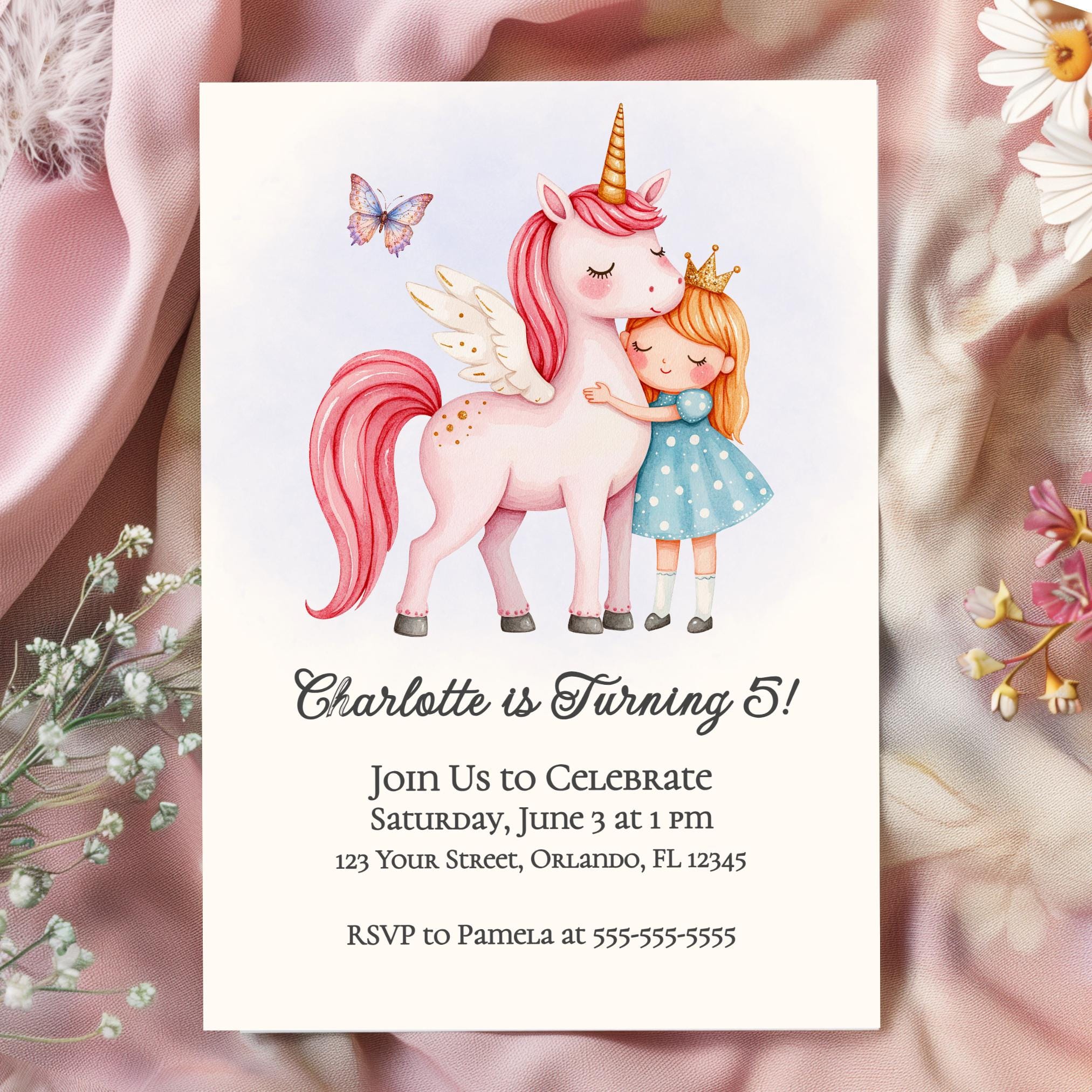 Editable Unicorn Birthday Invitation Template Unicorn Princess Birthday Fairytale Unicorn Invitation Girl Birthday Invite Magical Party UN11 Graphic Tee – Feel-Good Design · Perfect For Daily Wear
