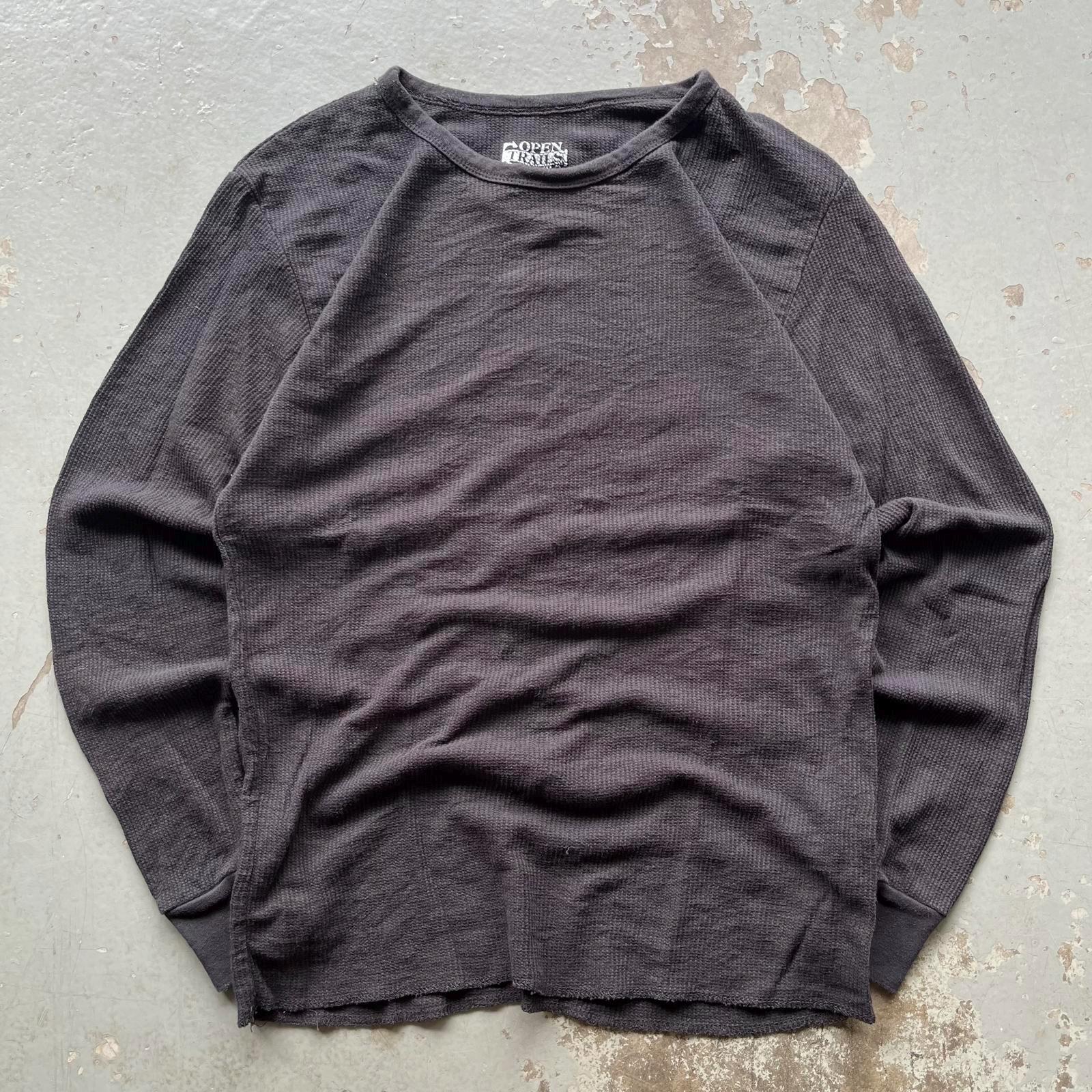 Vintage Y2K Black Grunge Thermal Waffle Knit Skater Shirt Graphic Tee – Soft Feel · Top Pick For Any Outfit