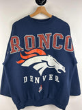 Vintage 90s NFL Riddell Denver Broncos Big Spellout Navy Crewneck Size L Graphic Tee – Premium Graphic · Must-Have Style