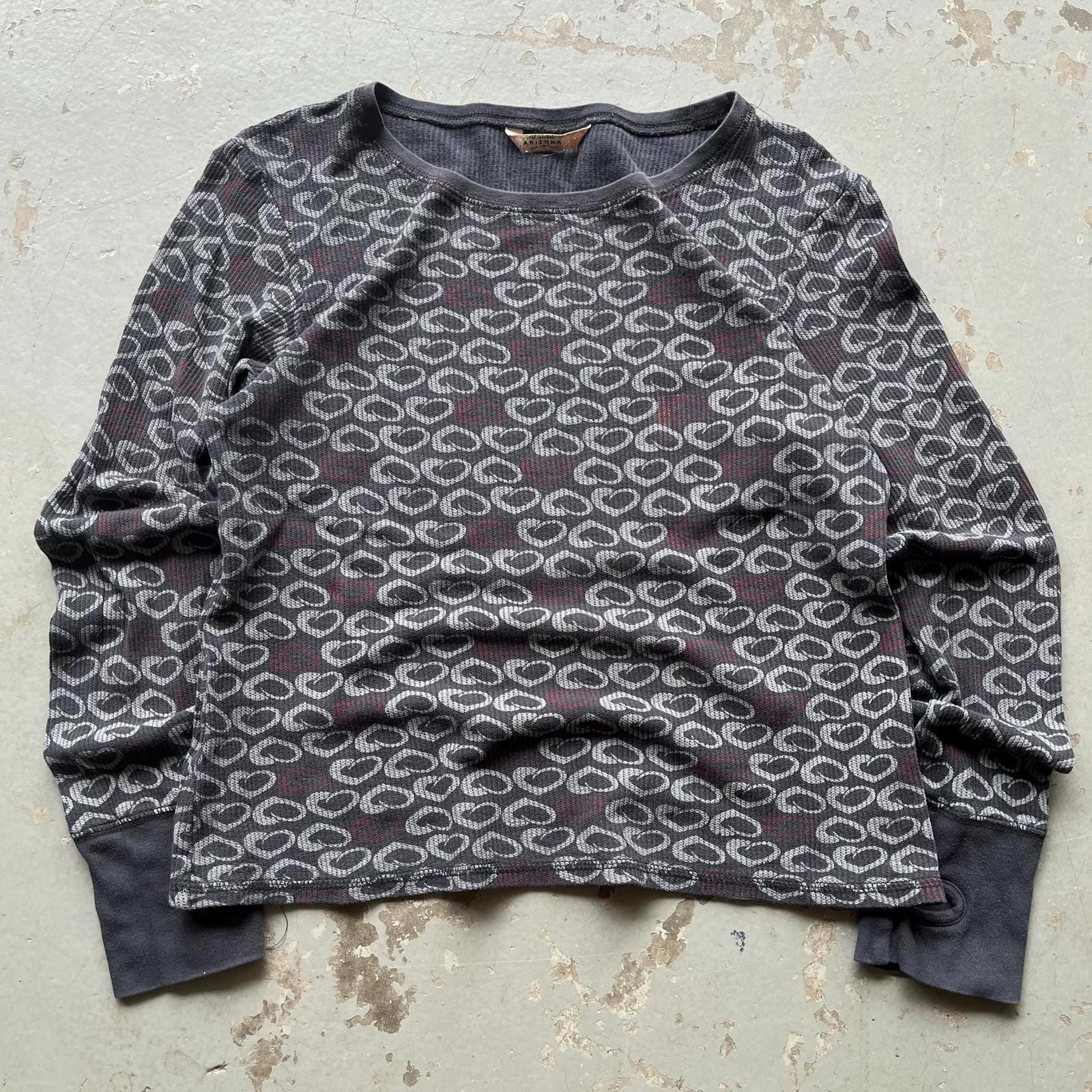 Vintage Y2K AOP Hearts Grunge Waffle Knit Thermal Shirt Graphic Tee – Fan Favorite · Must-Have Style