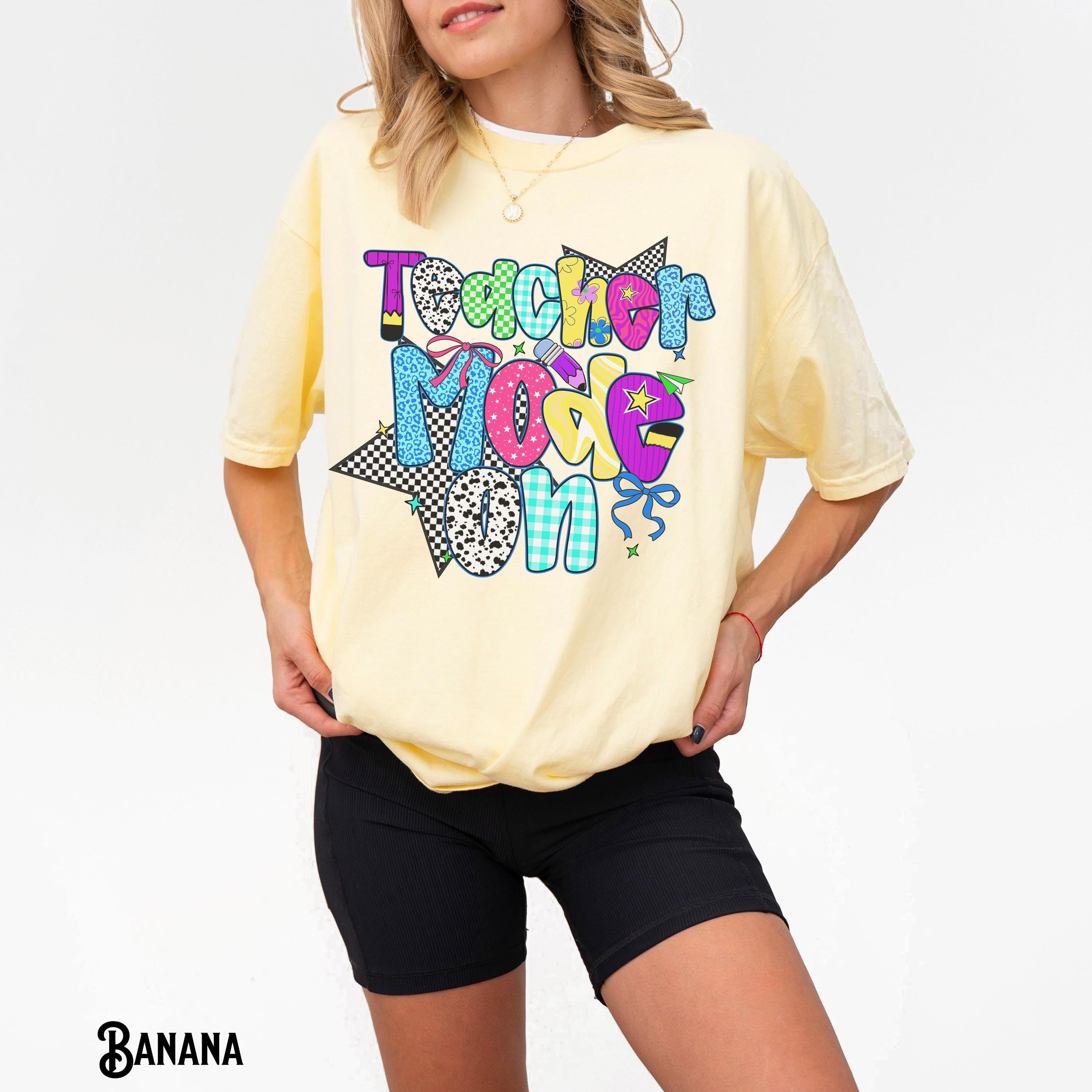 Teacher Shirt Teacher Mode On Tee Back to School Retro T Shirt Back 2 School Tshirt Funny Humorous Gift for Teacher Graphic Tee – Easygoing Wear · Great Gift For Fans