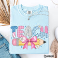 Retro Teacher Shirt Coquette Teach Tee Back to School Flower T Shirt Back 2 School Tshirt Bow Pencil Gift for Teacher Graphic Tee – Feel-Good Design · High-Quality Print