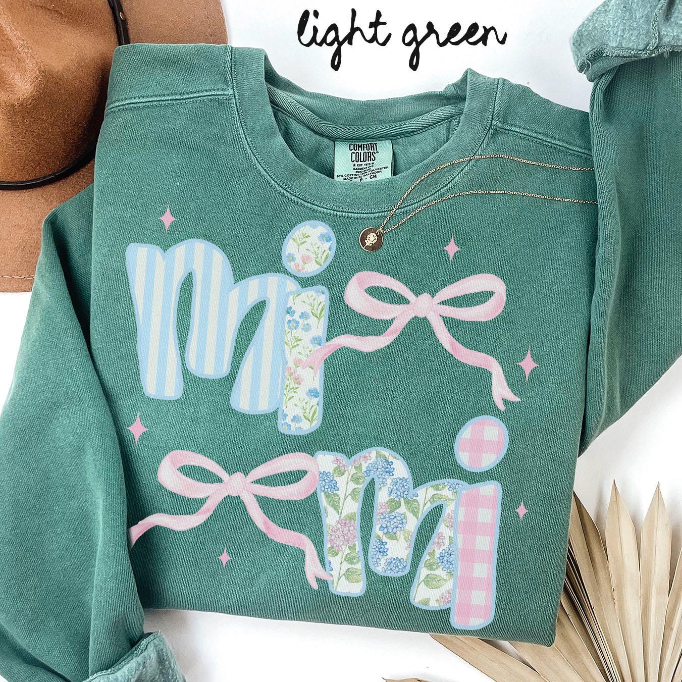 Mimi Comfort Colors Sweatshirt Grandma Crewneck Mother39s Day Gifts New Grandmother Shirt Womens Bows Sweatshirt – Fan Favorite · High-Quality Print