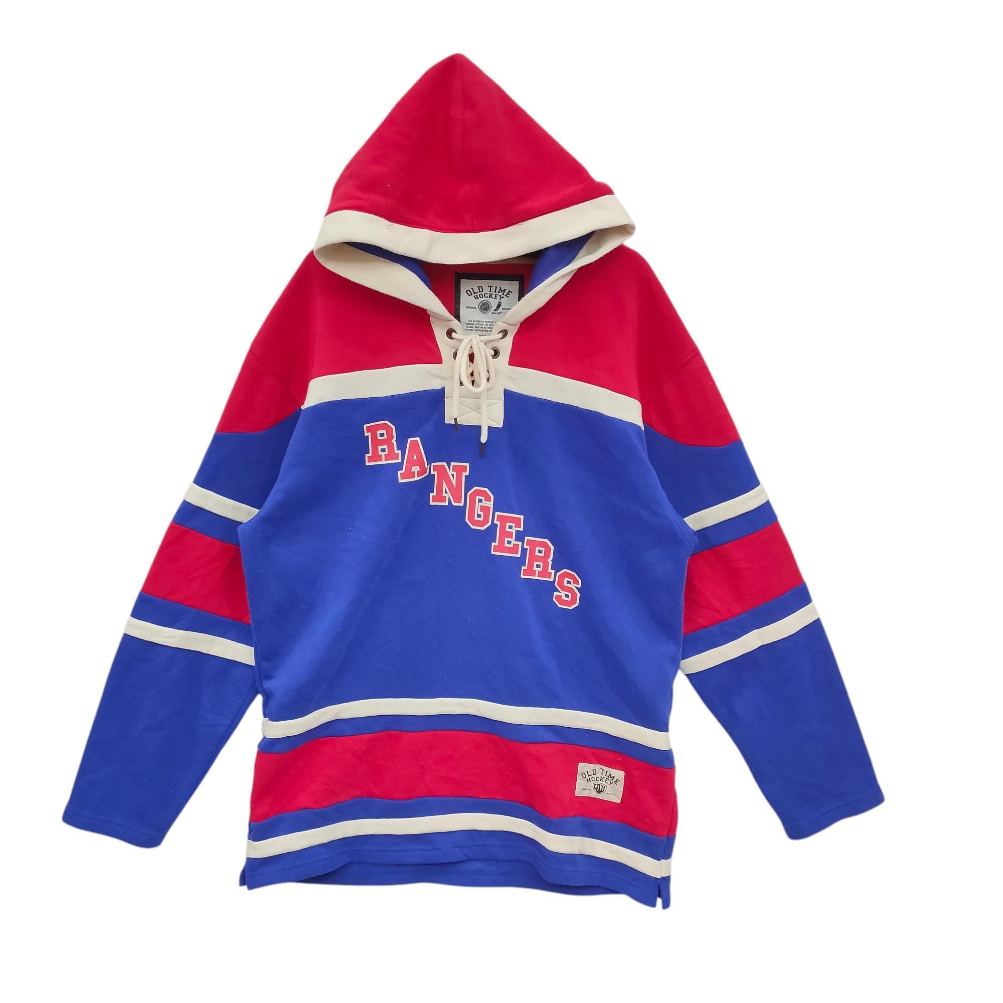 90s New York Rangers Hoodie Vintage Old Time Hockey Henrik Lundqvist Lace Up Sweatshirt Colorblock 3XL Hoodie – Warm & Stylish · Must-Have Style