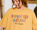 Custom 4TH Grade Teacher Shirt Tee Personalized Teacher Name Back to School Teacher Gift Fourth Grade Teacher Team Shirts Graphic Tee – Warm & Stylish · Great Gift For Fans