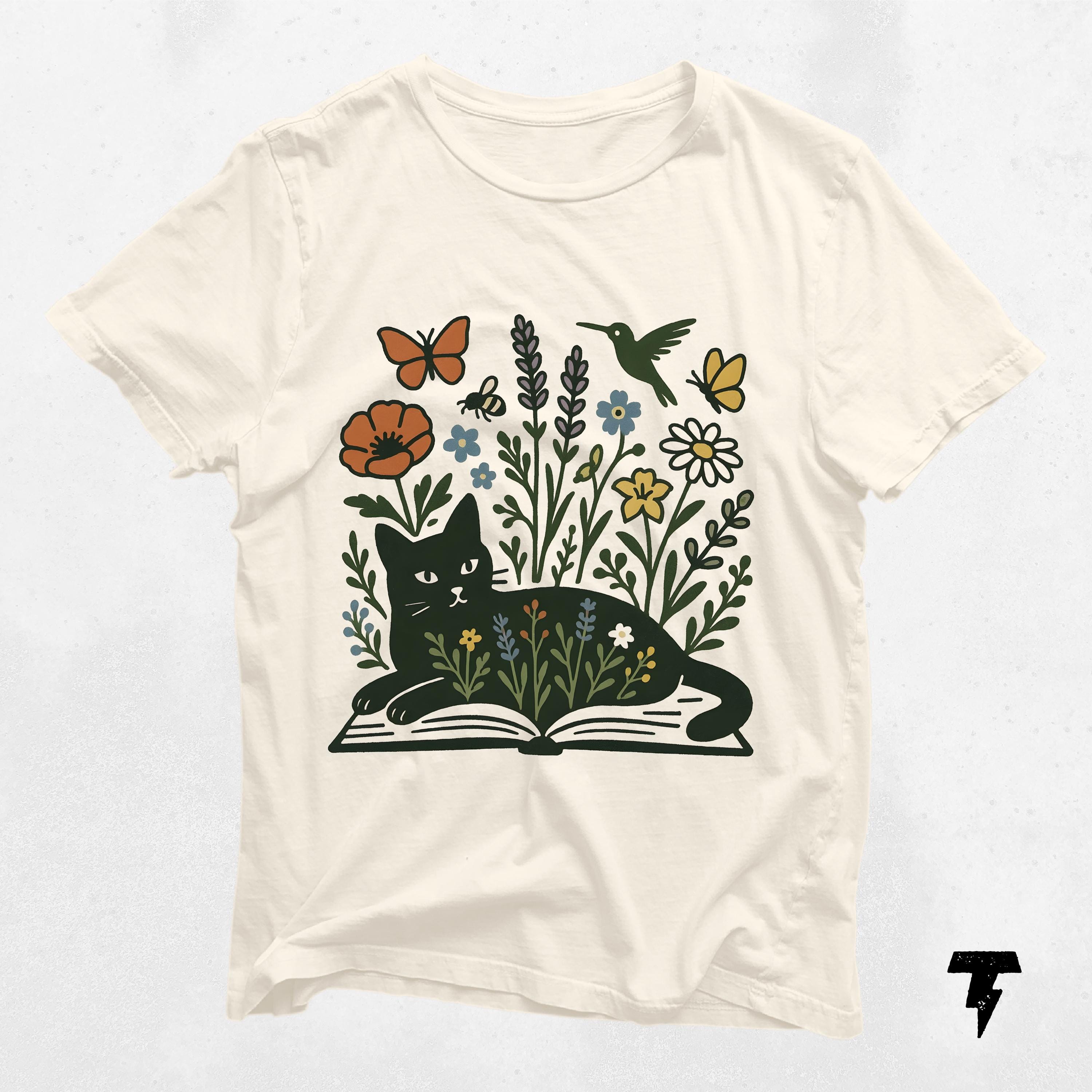 Floral Cat Book Lover Tee Funny Cottagecore Unisex T Shirt Cat Laying on Book Wildflowers Bookworm Gift Literary Shirt Graphic Tee – Everyday Comfort · Trending Graphic Apparel