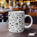 Cute Cat Faces Pattern Mug Black and White Cat Coffee Cup Kawaii Kitty Gift Fishbone Paw Print Design Ceramic Mug 11oz 15oz Graphic Tee – Aesthetic Look · Top Pick For Any Outfit