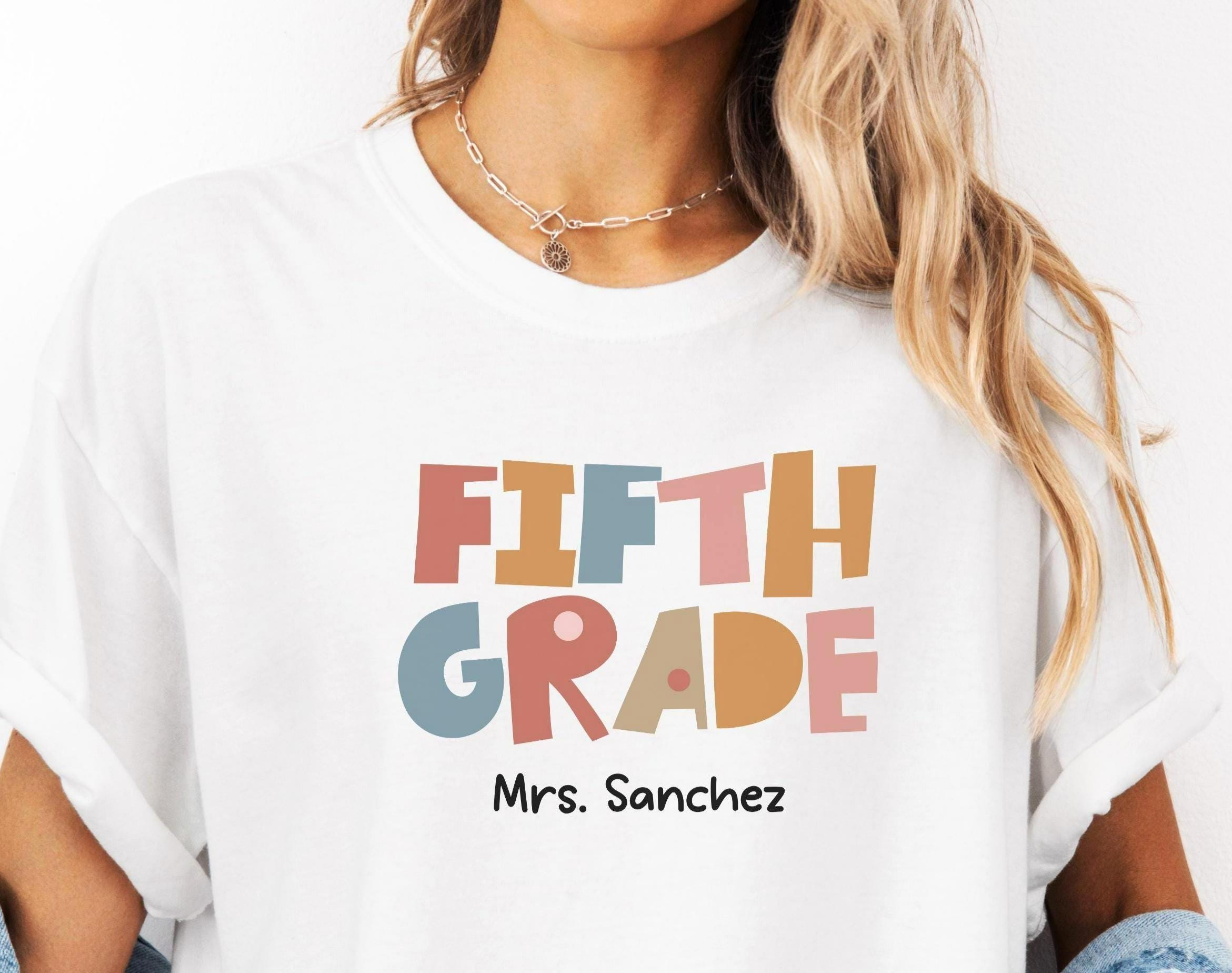 Custom 5TH Grade Teacher Shirt Tee Personalized Teacher Name Back to School Teacher Gift Fifth Grade Teacher Team Shirts Graphic Tee – Easygoing Wear · High-Quality Print