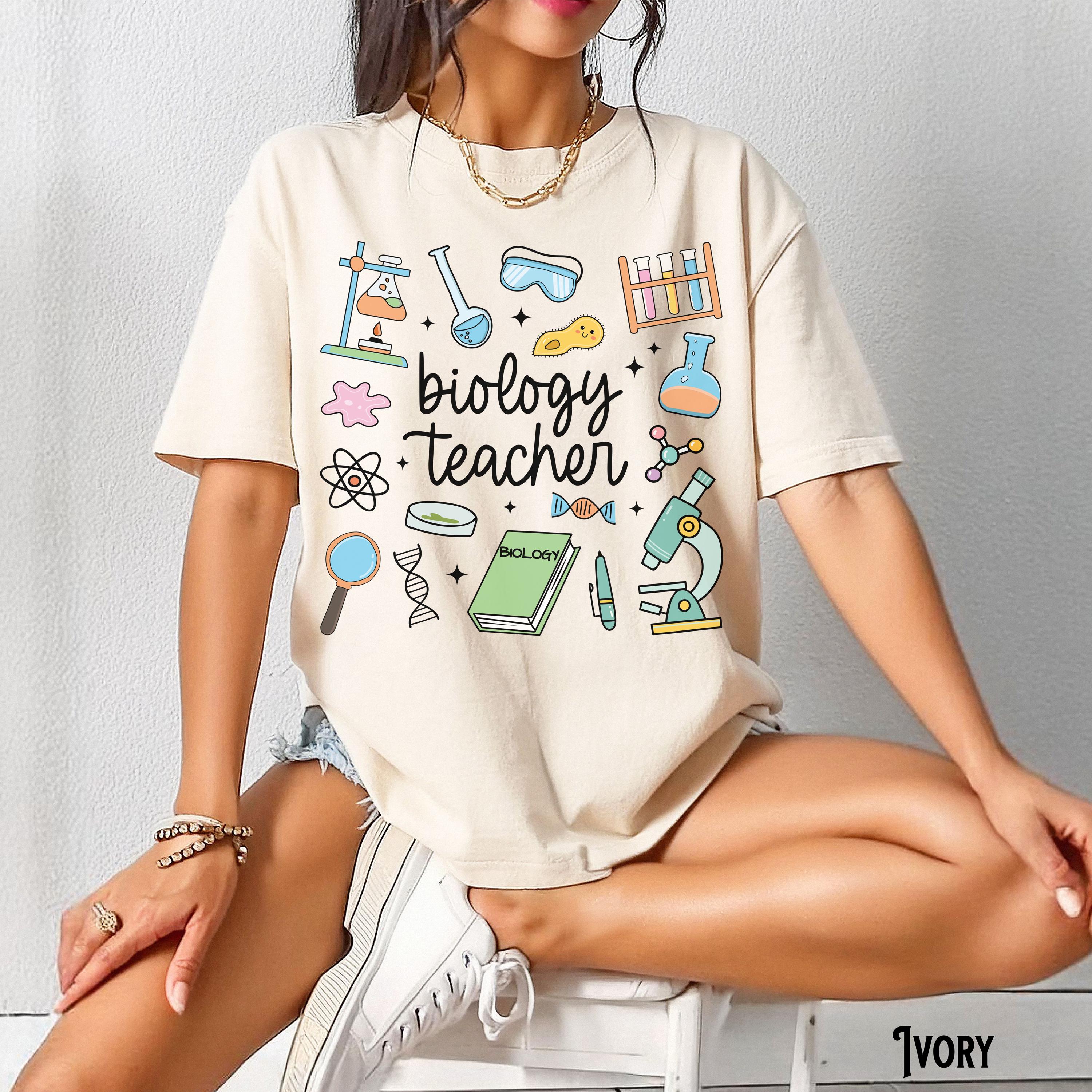 Biology Teacher Shirt Back To School T Shirt Science Tee Whimsical Doodle Tee Back 2 School Retro Biology Teacher Gift Graphic Tee – Fan Favorite · Perfect For Daily Wear