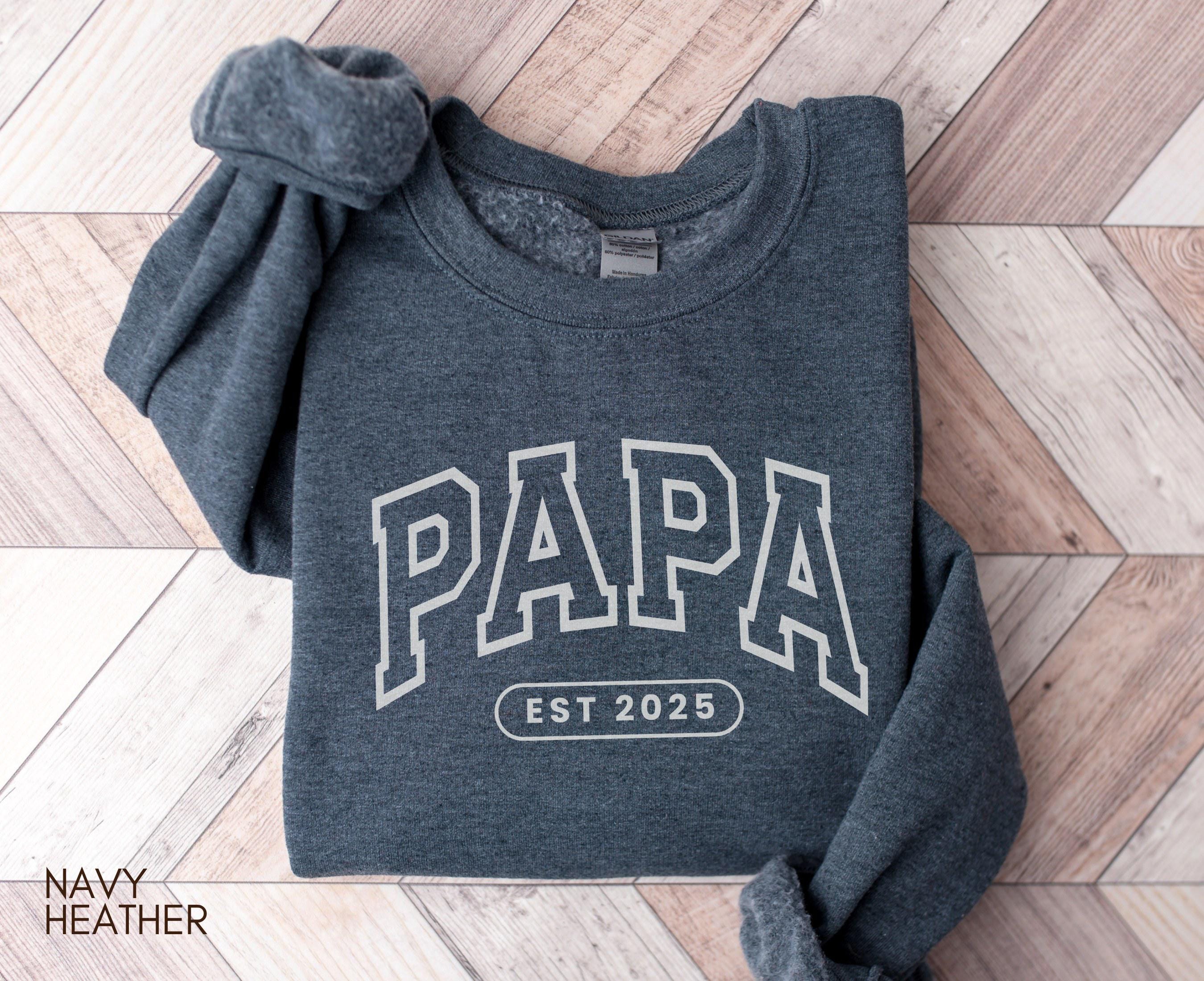 Custom PAPA Sweatshirt Personalized Papa Shirt Fathers Day Gift Christmas Gift For Papa New Papa Shirt Custom Papa Est Shirt Crewneck Sweatshirt – Aesthetic Look · Top Pick For Any Outfit