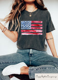 Retro Comfort American Flag Shirt USA Flag T shirt 4th Of July Outfit Women39s Independence Day Gift Patriotic Mom Crewneck Graphic Tee – Everyday Comfort · Must-Have Style