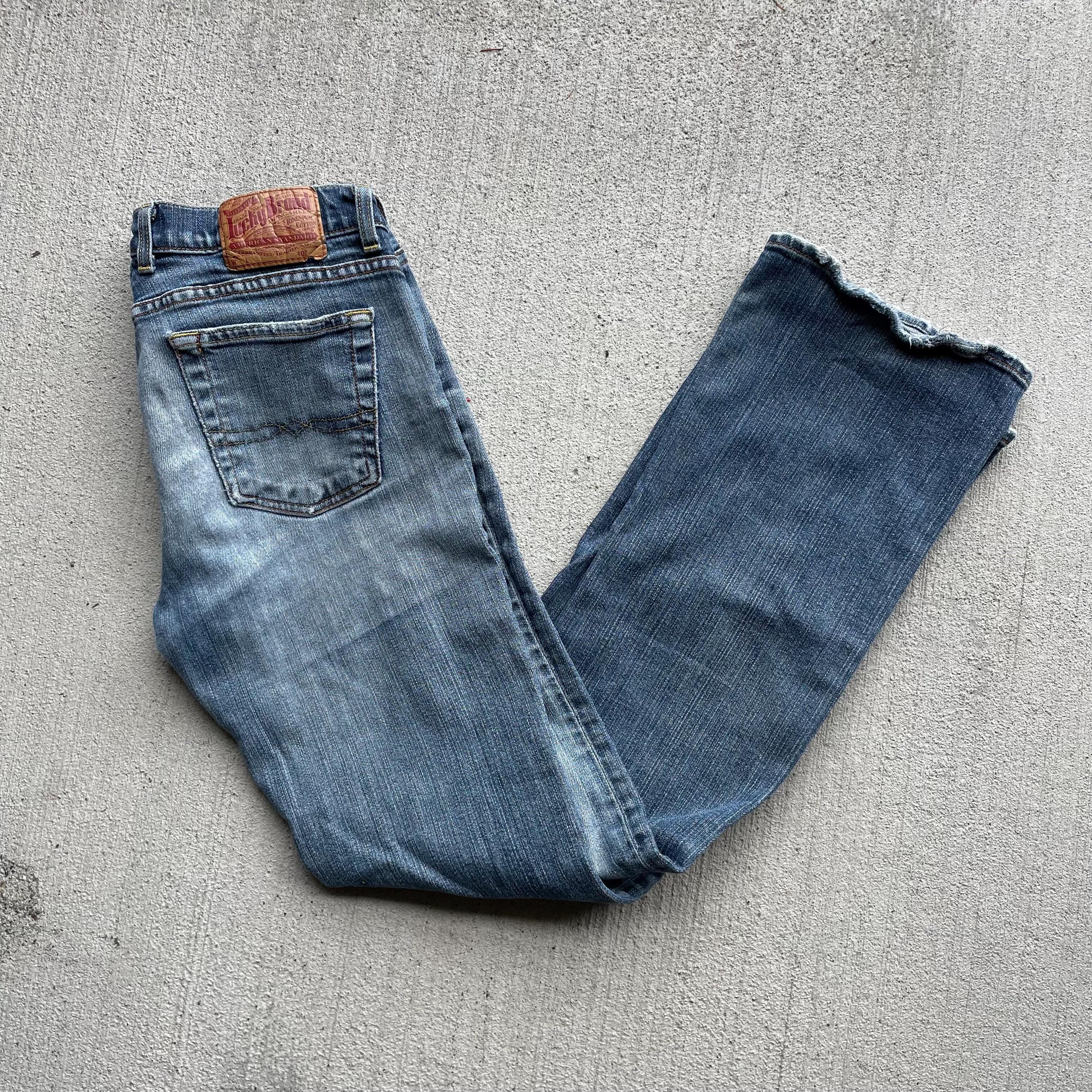 y2k vintage 0039s LUCKY BRAND low rise flare faded distressed bootcut denim jeans size 8 Graphic Tee – Cozy Vibes · Must-Have Style