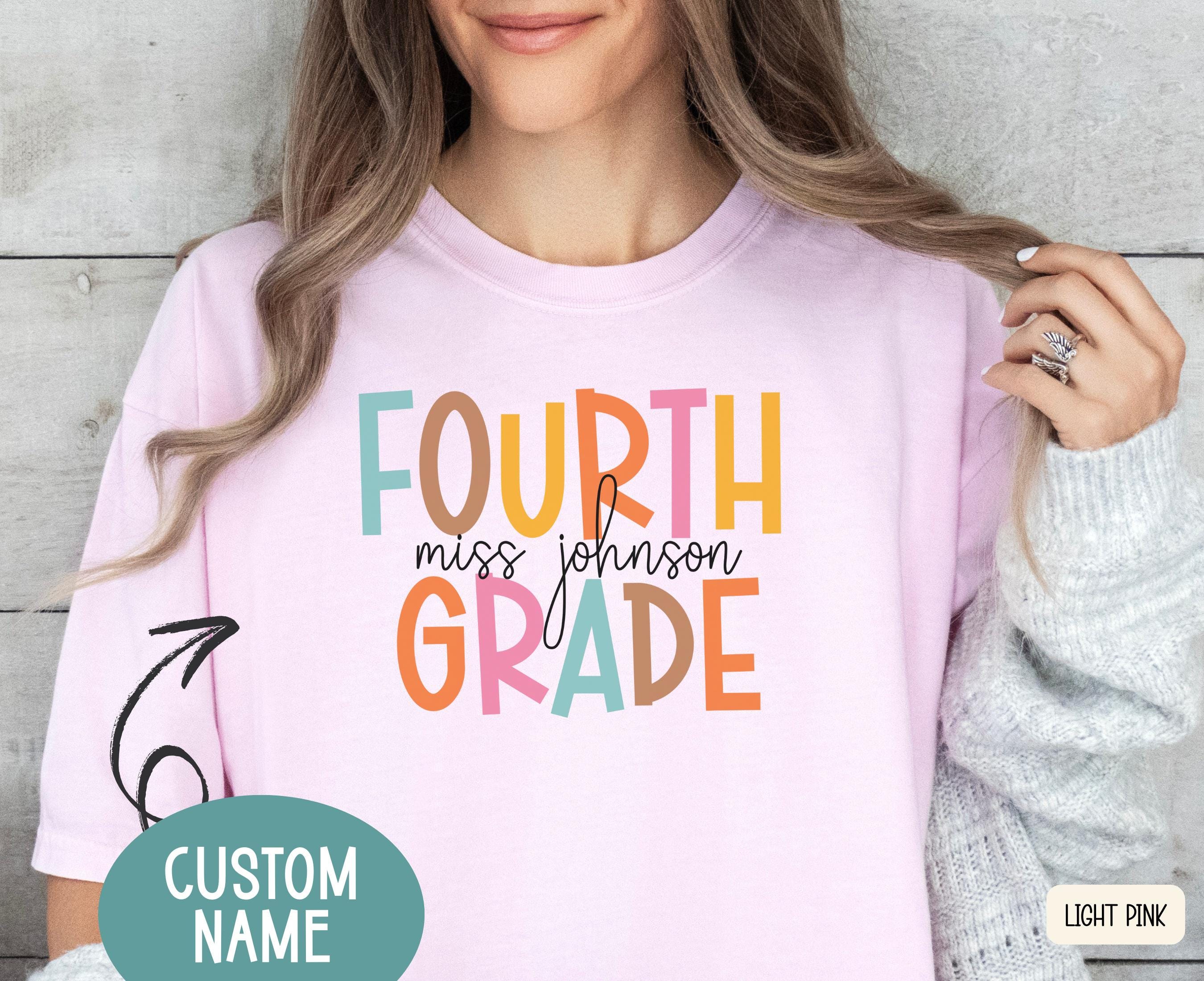 CUSTOM 4th Grade Teacher Shirt Personalized Tee with Teacher Name Back to School Teacher Gift Fourth Grade Squad Shirt Graphic Tee – Fan Favorite · Must-Have Style