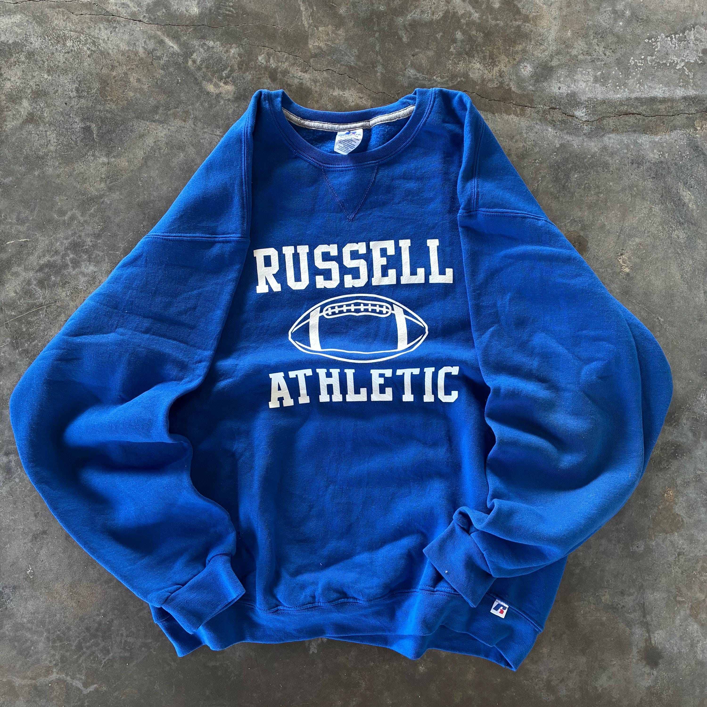 Vintage Y2K Russel Tag Russell Athletic Spellout Big Logo Printed Sweatshirt Crewneck Pullover Sweater Football Colour Royal Blue Size X L Sweatshirt – Cozy Vibes · Must-Have Style