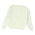 Benetton Cable Knit Sweater Womens White Knitwear Casual Designer Jumper Graphic Tee – Aesthetic Look · Great Gift For Fans