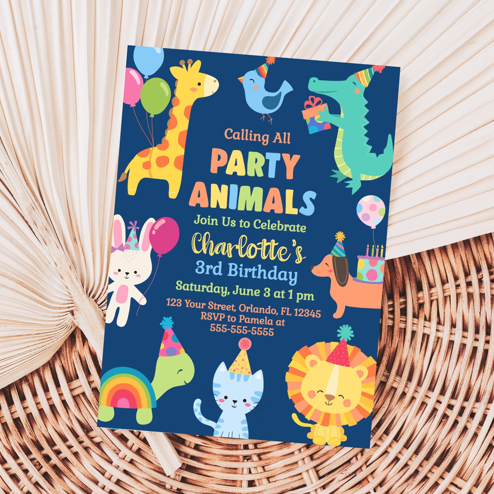 Calling All Party Animals Invitation Kids Birthday Invite Party Animals Invite Any Age Birthday Invitation Safari Birthday Editable PA1 Graphic Tee – Cozy Vibes · High-Quality Print