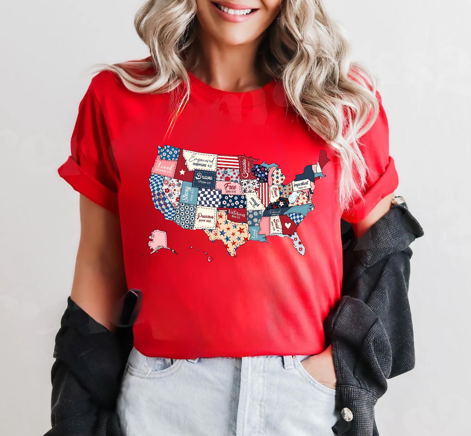 Retro America USA Map Shirt God say you are Tee Bible Verse 4th July USA Flag American Girl Tee American Flag 1776 Tee Graphic Tee – Fan Favorite · Perfect For Daily Wear