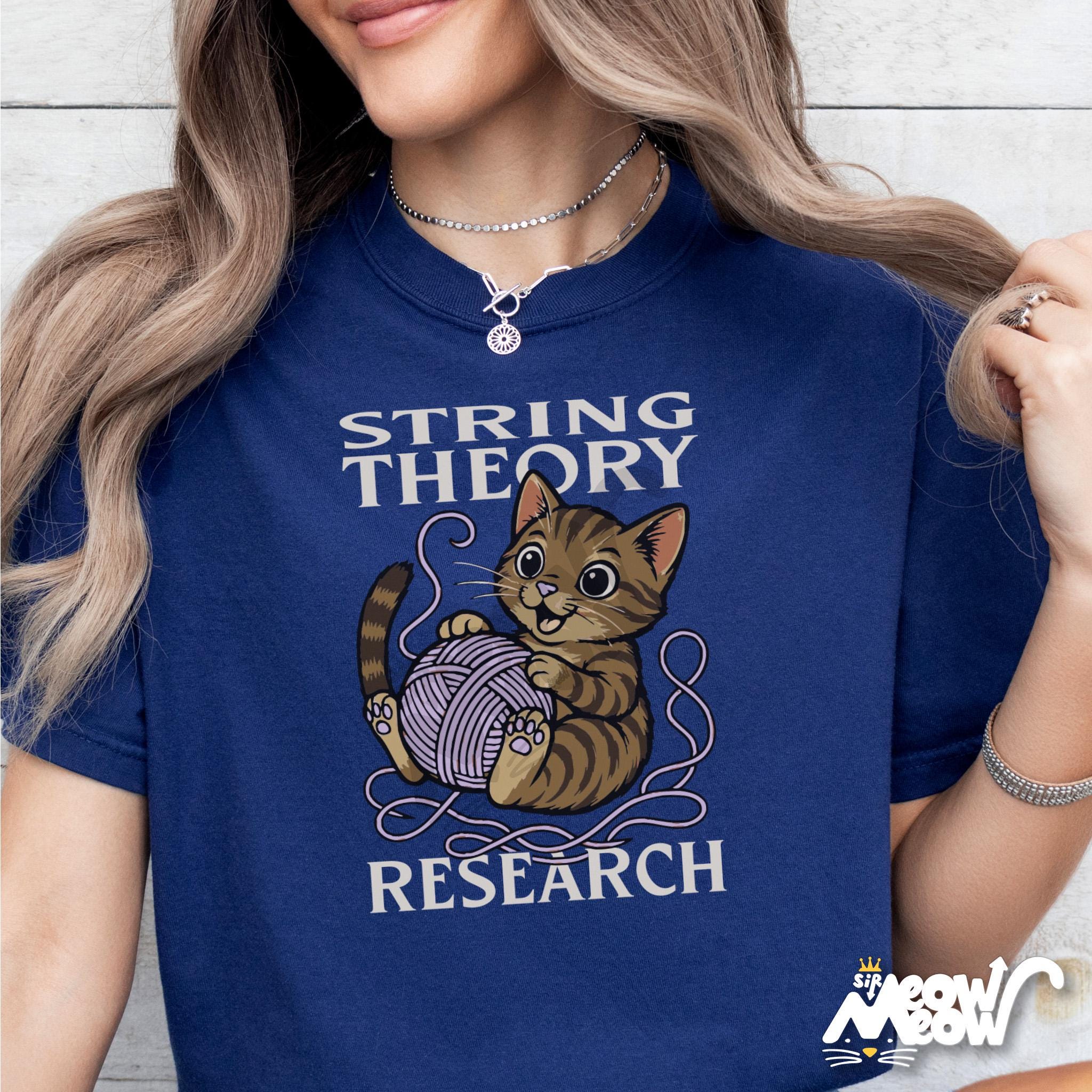 String Theory Cat Shirt Funny Physics Cat Tee Yarn Science Gift Nerdy Kitten T Shirt Cat Playing With String Tee Graphic Tee – Premium Graphic · High-Quality Print