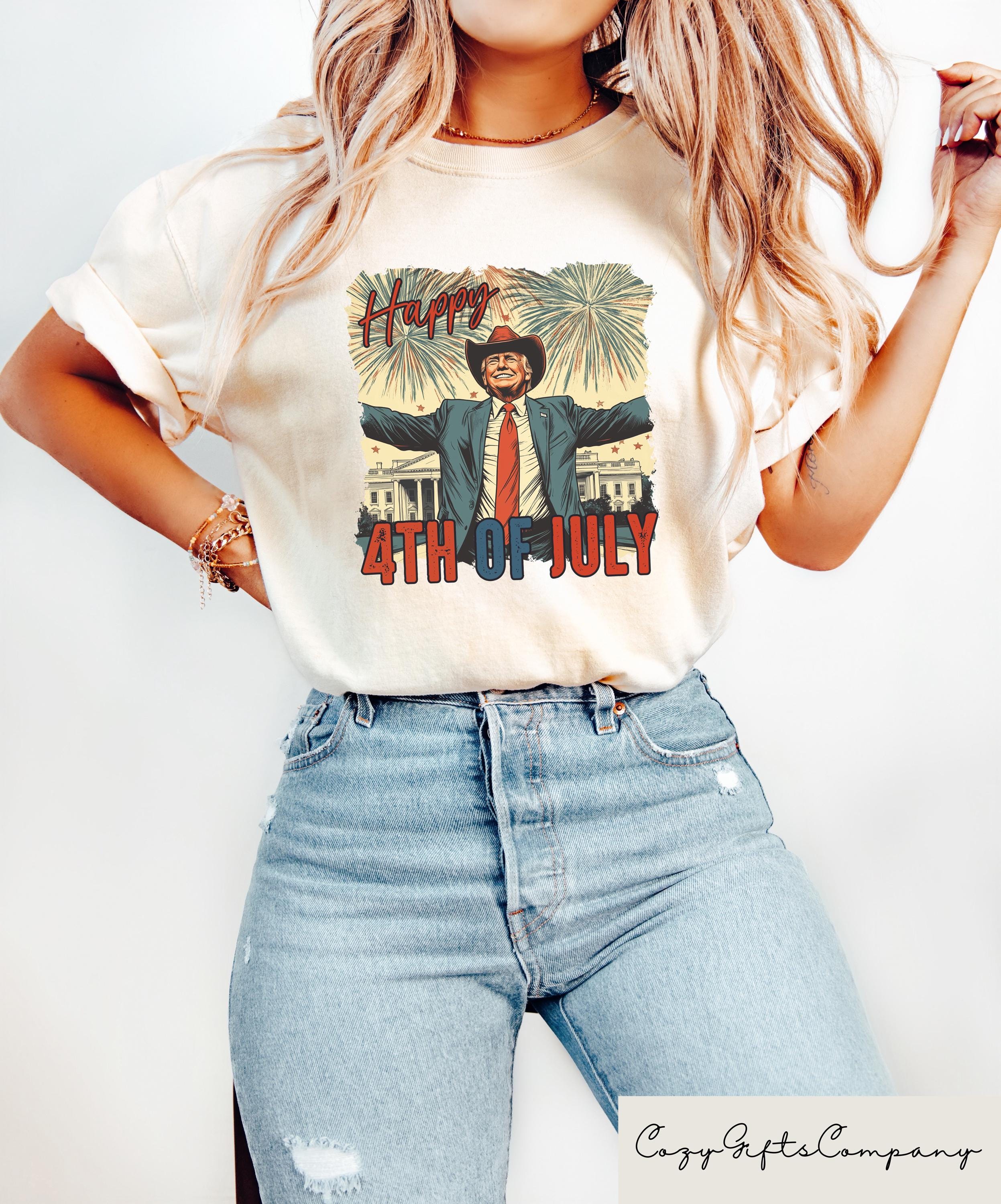Happy 4th Of July Trump T shirt Independence Day Shirt Trump Fourth Of July Tee Funny Patriotic Gift Independence Day Crewneck Graphic Tee – Soft Feel · Great Gift For Fans