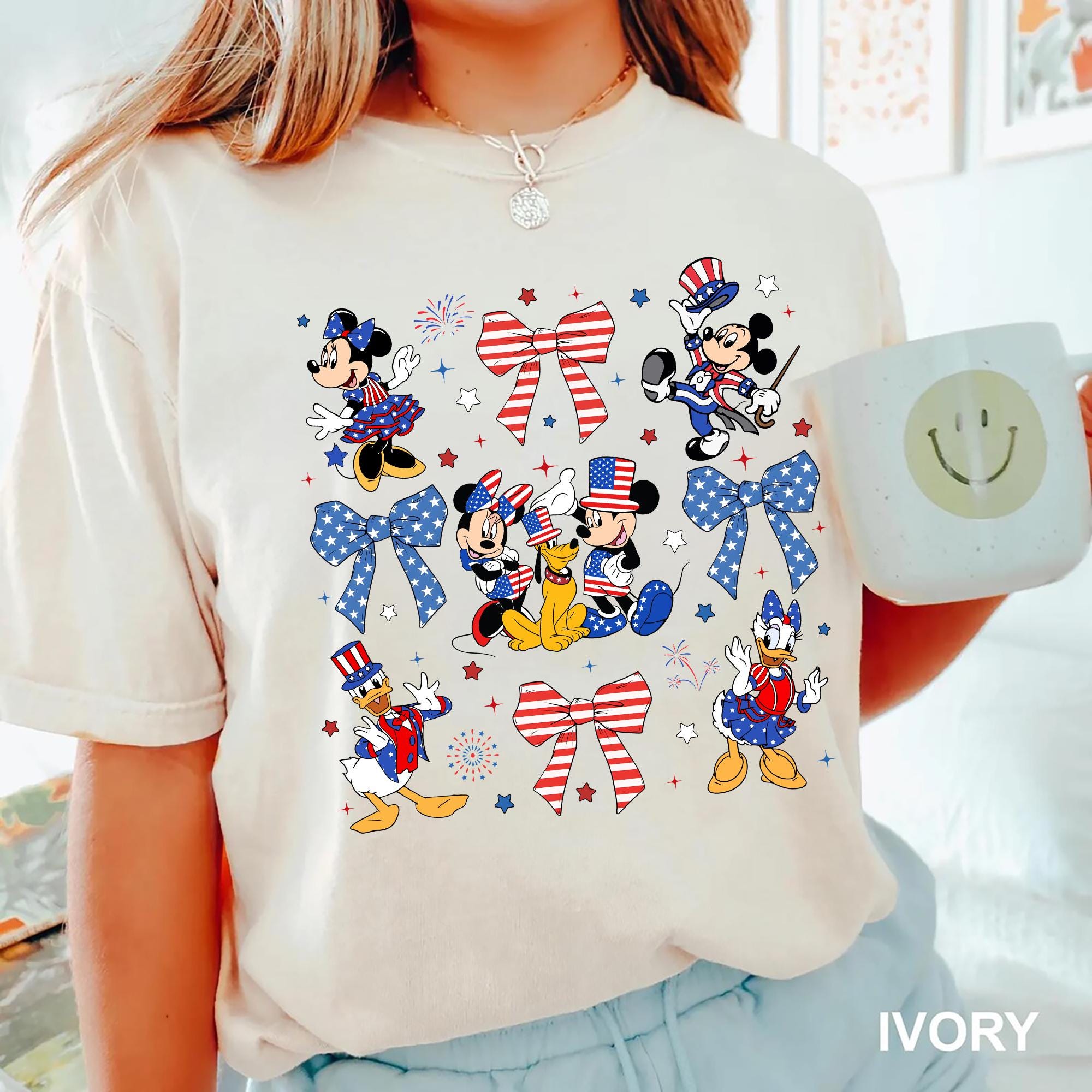 Mickey and Friends Coquette 4th Of July Shirt Disney Family Matching Tee Red White and Blue Independence Day Tee Walt Disney World Tee Gift Graphic Tee – Aesthetic Look · Perfect For Daily Wear