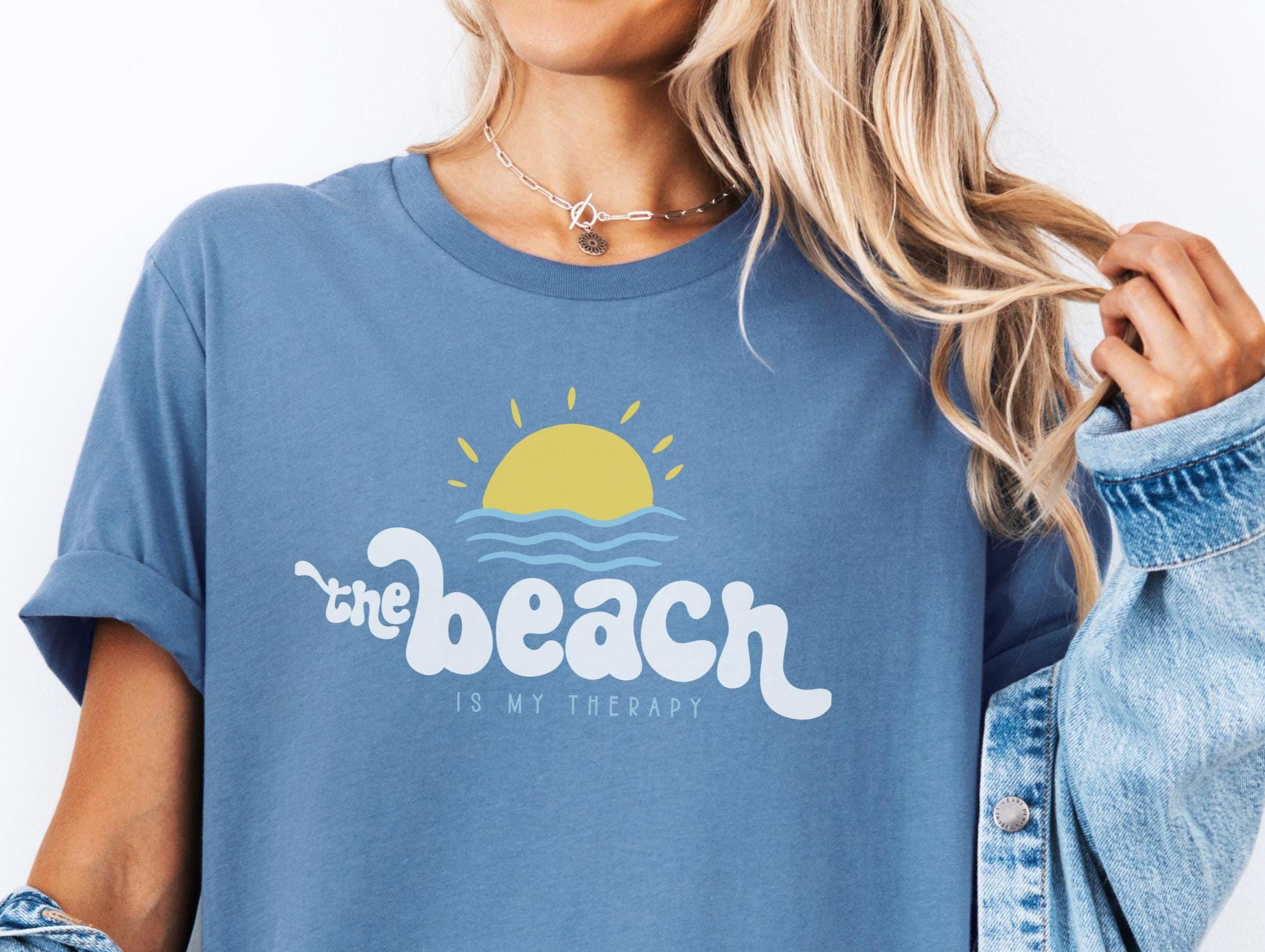 Beach Shirt Beach Is My Therapy Shirt Summer Beach Tshirt Vacay Mode Shirt Coastal Graphic Tee Beach Gift for Her Graphic Tee – Everyday Comfort · Great Gift For Fans