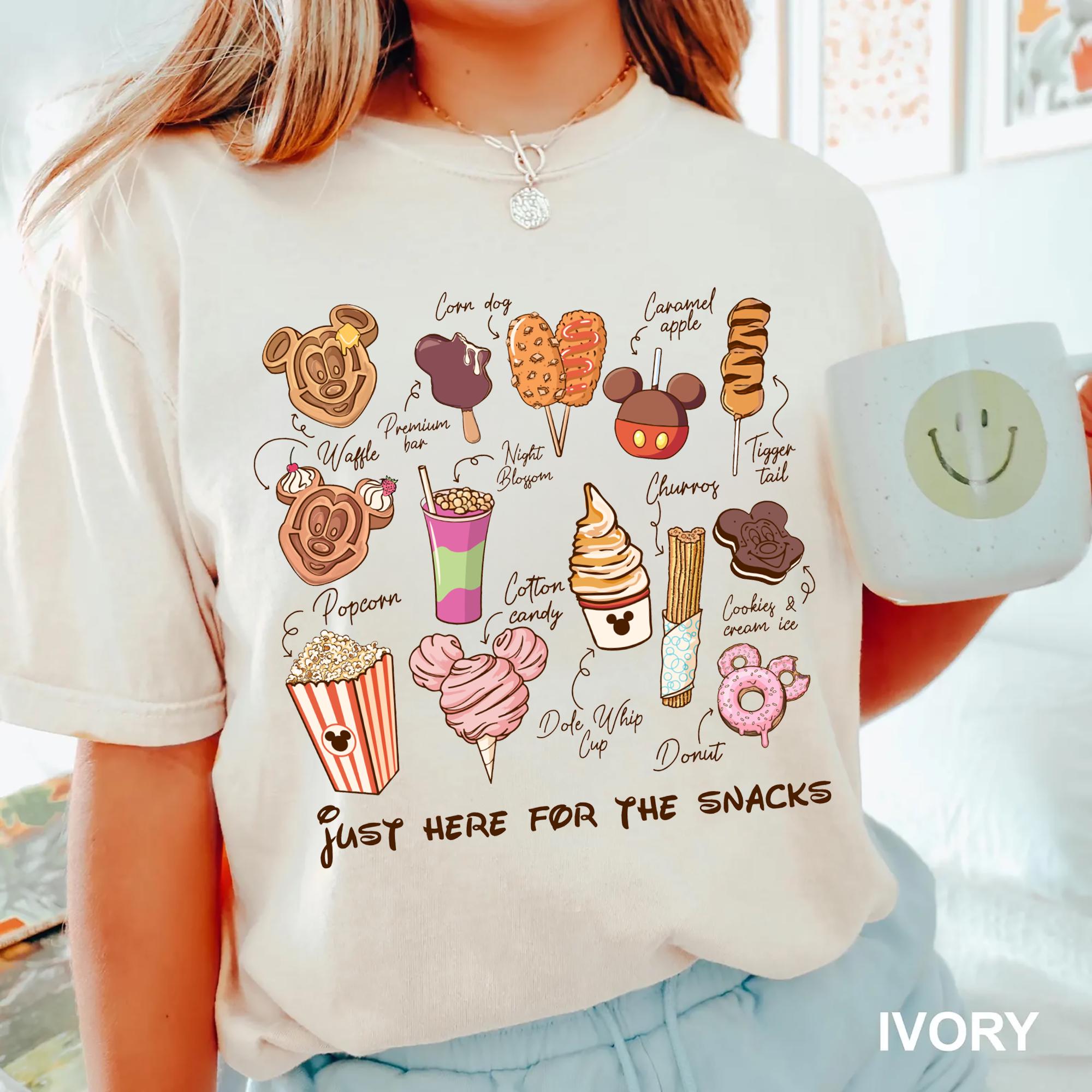 Comfort Color Just Here For The Snacks Shirt Mickey And Friends T Shirt Disney Snacks Sweater WDW Family Trip Tee Disney Food Shirt Graphic Tee – Premium Graphic · Perfect For Daily Wear