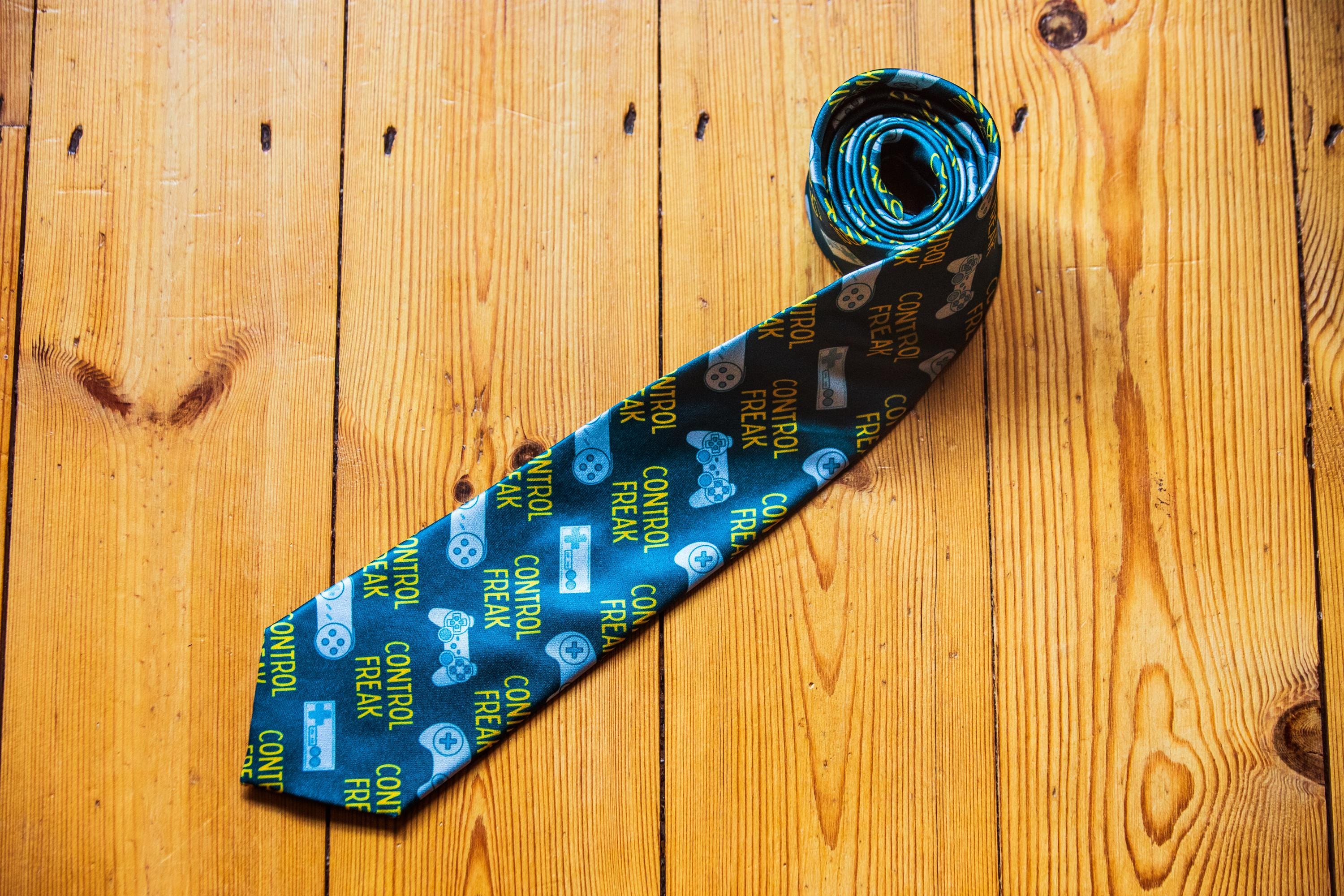 Gifts For Gamers Father39s Day Gift Control Freak Necktie For Work Gift For Dad Gaming Gifts Funny Neckties Video Game Controller Graphic Tee – Easygoing Wear · High-Quality Print