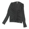 Diesel Womens Ruched Top Black Casual Designer VNeck Long Sleeve Tee Graphic Tee – Fan Favorite · Must-Have Style