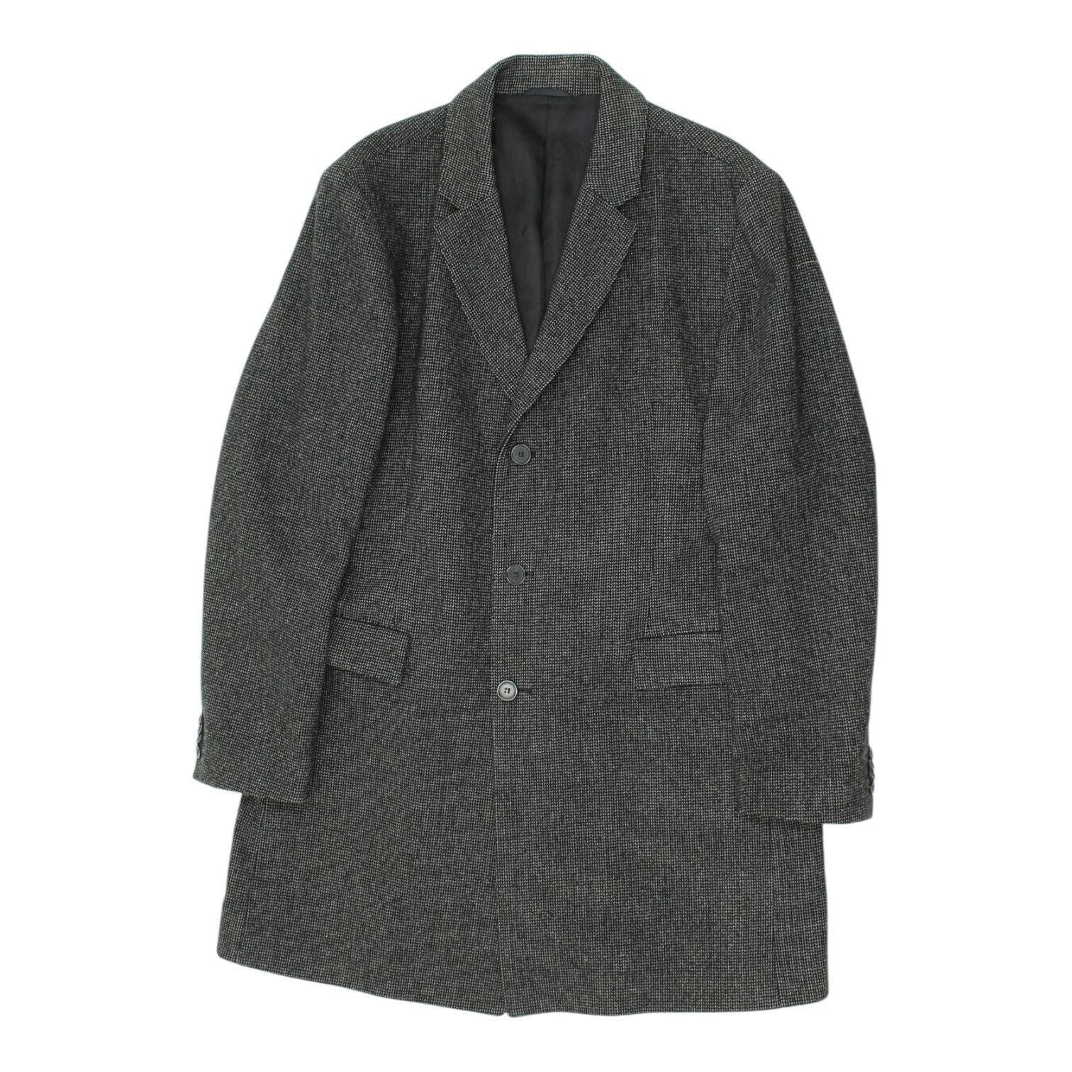 Hugo Boss Grey Overcoat Vintage Mens High End Button Up Designer Smart Coat Graphic Tee – Aesthetic Look · High-Quality Print