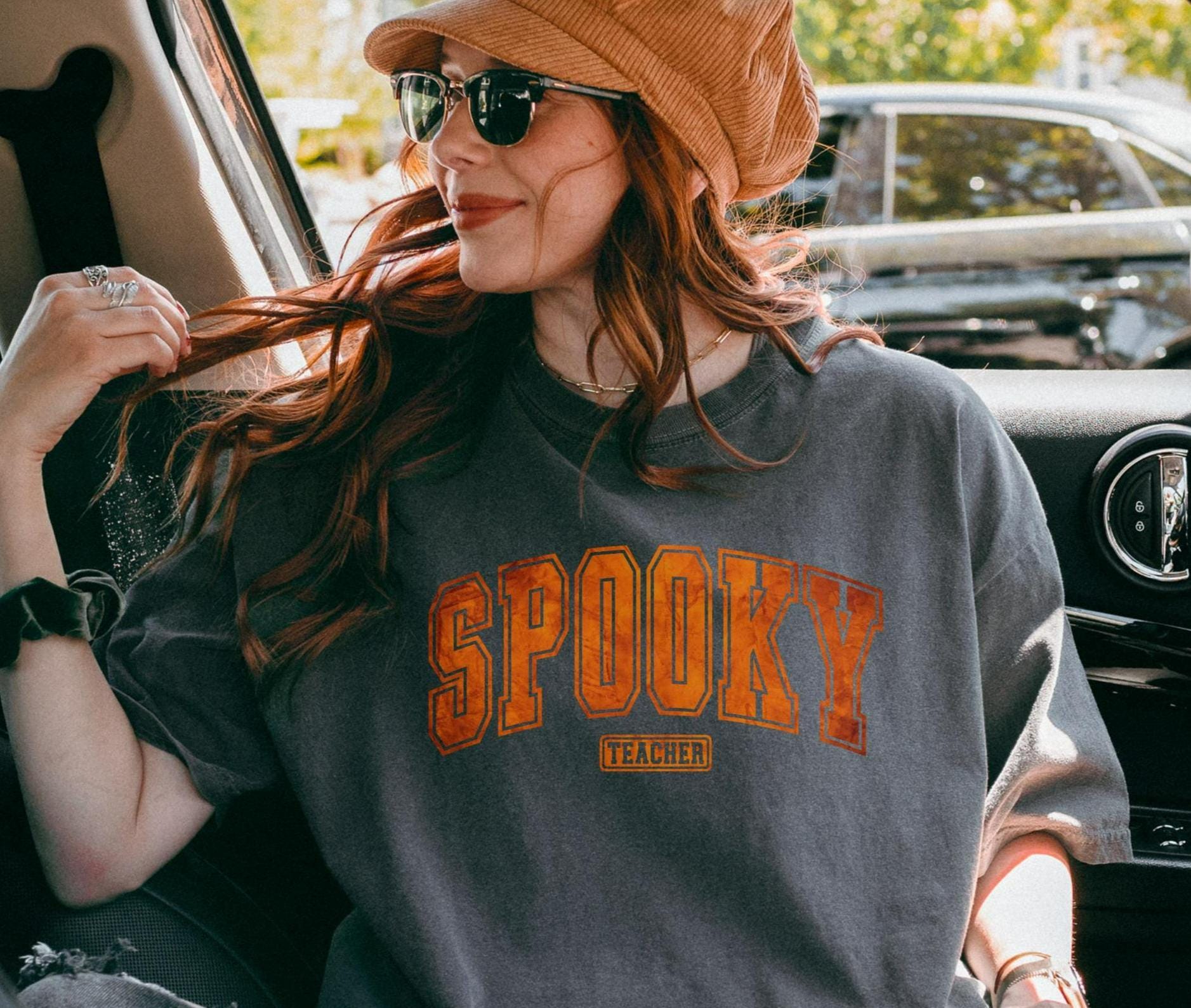 Spooky Teacher Shirt Tee Halloween Teacher T Shirt Cute Fall Teacher Tee Spooky Vibes Shirt Gift Teacher Fall Shirt Graphic Tee – Bold Style · Perfect For Daily Wear