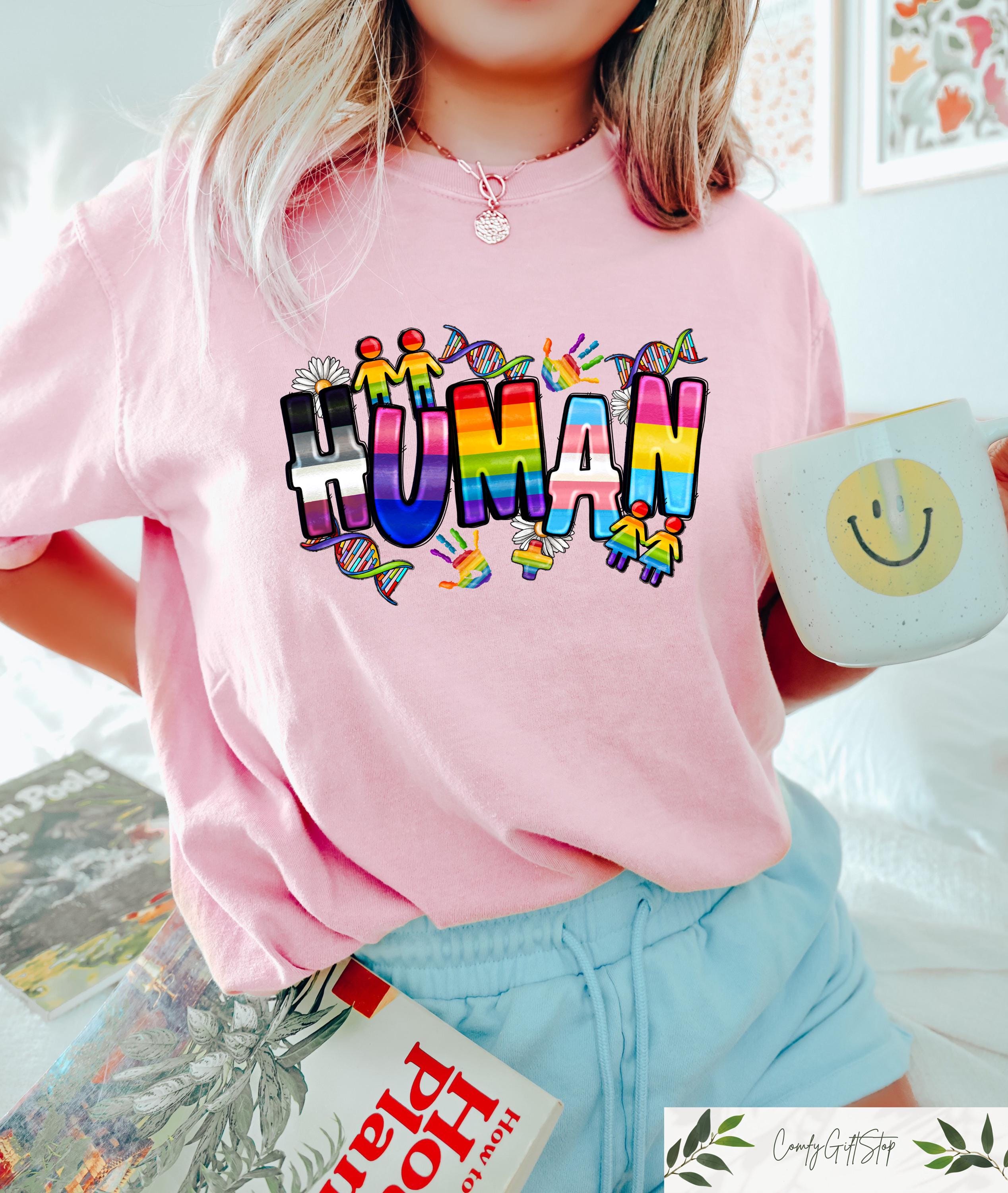Retro Comfort Human Shirt LGBTQ Support T shirt Pride Month Crewneck Human Rights Gift Equality Tee LGBTQ Pride Shirt Graphic Tee – Feel-Good Design · Must-Have Style
