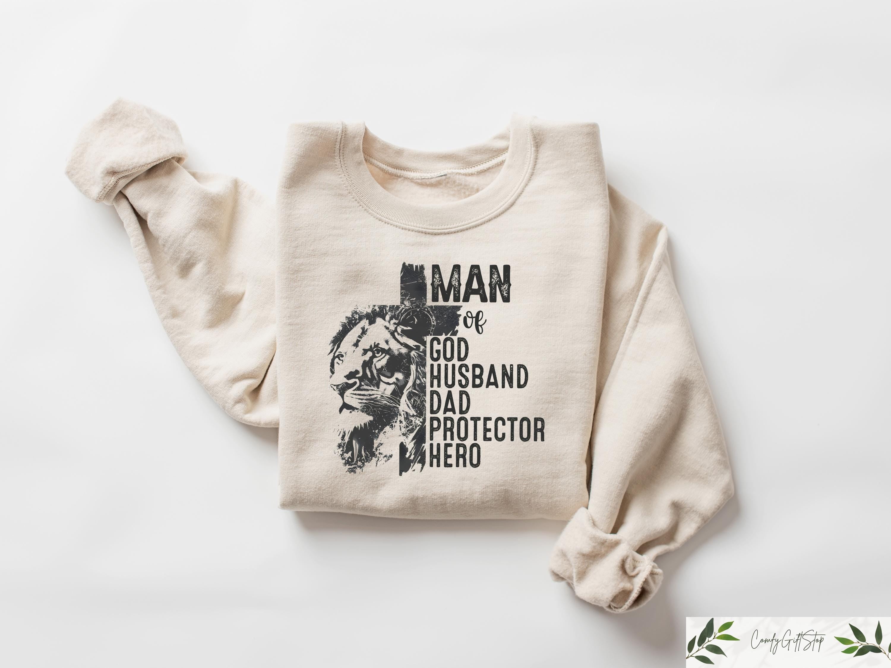 Man Of God Husband Dad Protector Hero Sweatshirt Religious Father39s Day T shirt Christian Dad Shirt Religious Dad Gift Bible Verse Tee Sweatshirt – Cozy Vibes · Great Gift For Fans