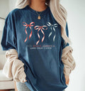 God Bless America Bow Shirt Red White and Blue Coquette USA Tee Land That I Love Shirt Cute Patriotic 4th Of July Shirt For Women Summer Tee Graphic Tee – Premium Graphic · Top Pick For Any Outfit