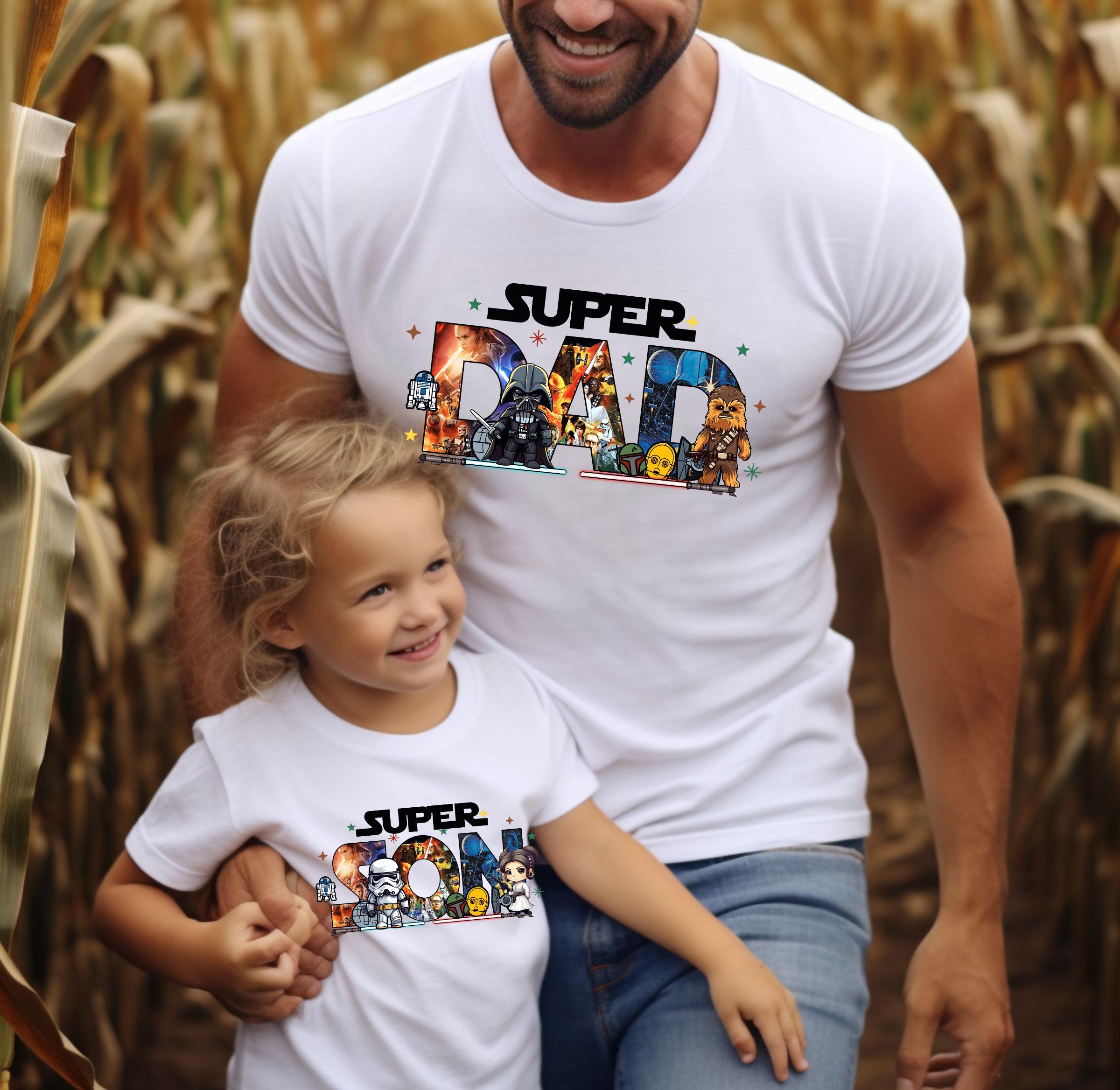 Star Wars Super Dad and Son Shirt Matching Family Shirt Gift for Him and Kid Fathers Day Disney Trip Tee Darth Vader Chewbacca Leia R2D2 Tee Graphic Tee – Premium Graphic · Top Pick For Any Outfit