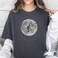 Cat Moon T Shirt Flying Cat on Bike Tee Full Moon Cat Lover Shirt Night Sky Forest Graphic Tee Graphic Tee – Everyday Comfort · Perfect For Daily Wear