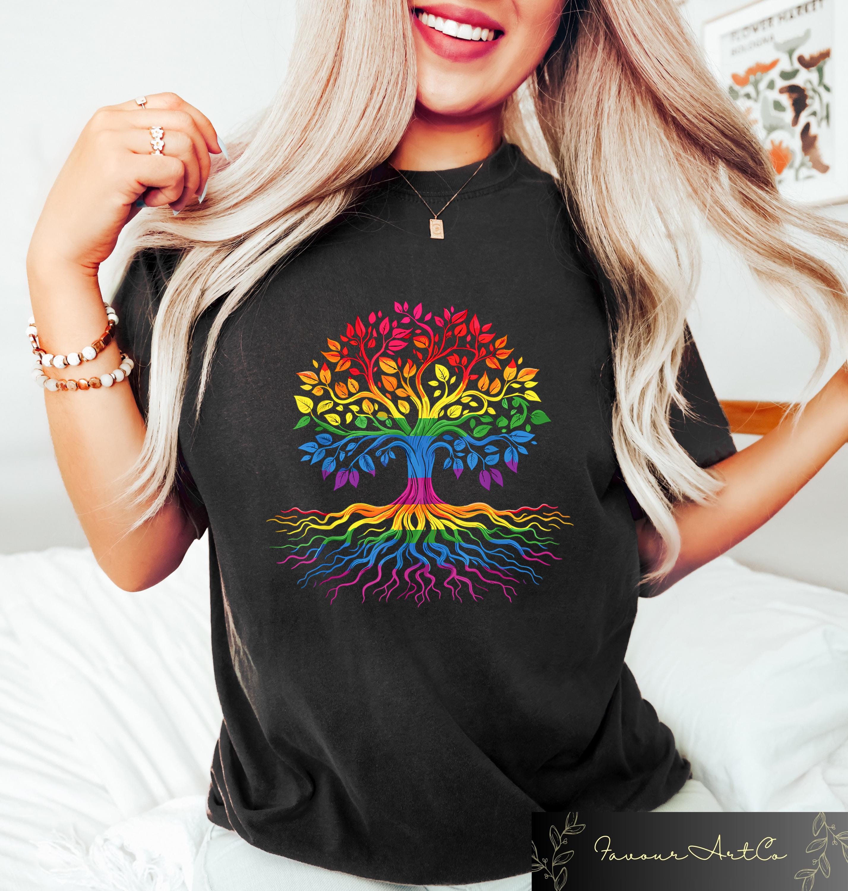 Retro Comfort LGBTQ Shirt Pride Tree Of Life T shirt Queer Pride Crewneck Pride Month Gift Social Justice Tee Equal Rights Crewneck Graphic Tee – Everyday Comfort · High-Quality Print