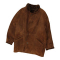 Vintage Brown Shearling Jacket Mens Leather Suede Lined Button Up Coat Graphic Tee – Cozy Vibes · Must-Have Style