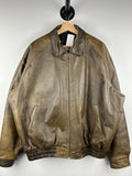 Vintage 90s Burks Bay John Deere Brown Leather Bomber Jacket Size XL Graphic Tee – Soft Feel · Trending Graphic Apparel