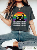 Retro Comfort LGBTQ T shirt Equal Rights Or I Bites Shirt Rainbow Cat Tee Pride Activism Gift Social Justice Tee Equality Crewneck Graphic Tee – Easygoing Wear · Must-Have Style