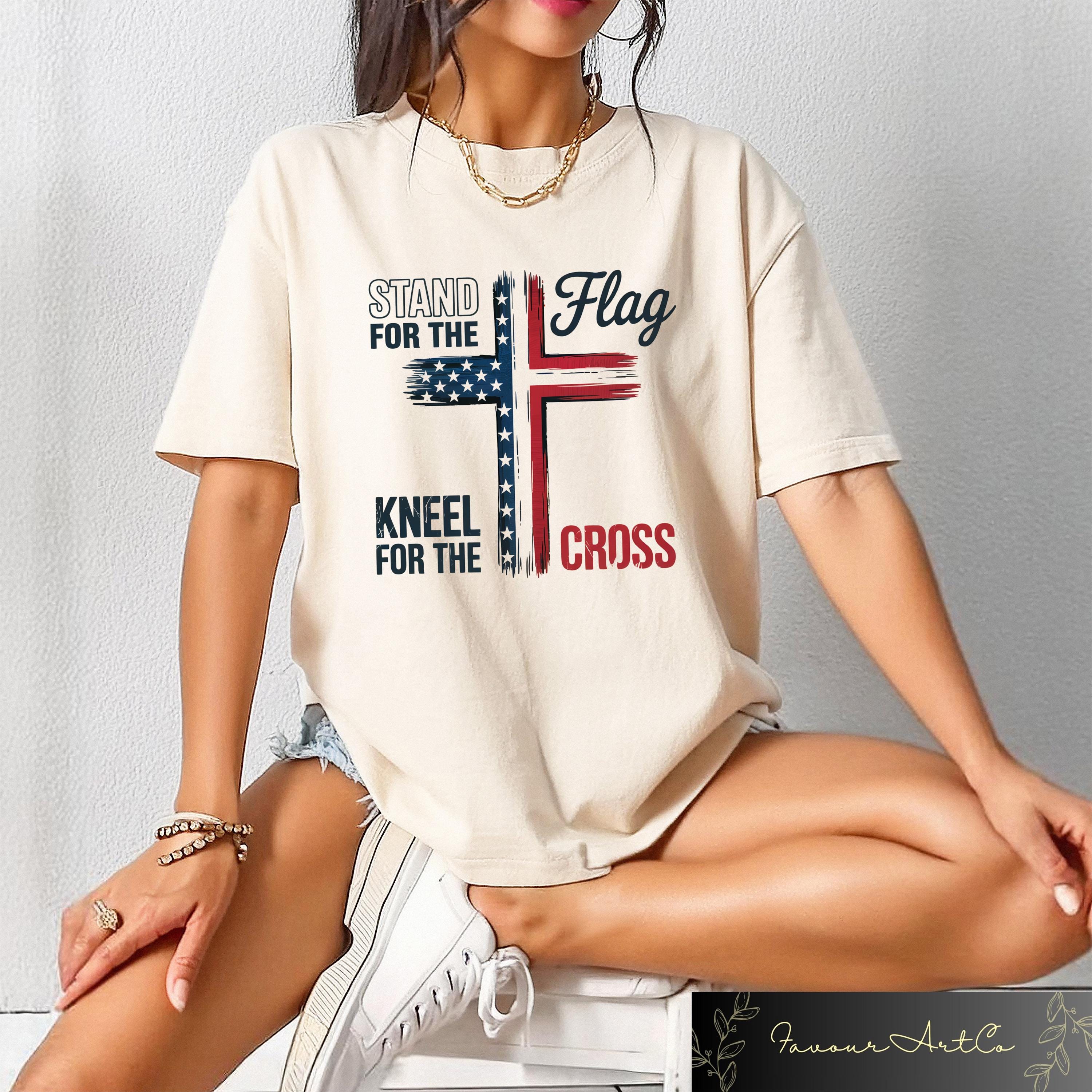 Retro Comfort 4th of July T shirt Stand For The Flag I Kneel For The Cross Shirt Religious American Gift Patriotic Christian Shirt Graphic Tee – Everyday Comfort · Top Pick For Any Outfit
