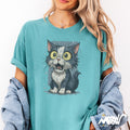 Wet Cat T Shirt Funny Wide Eyed Soaked Kitty Graphic Tee Cute Panic Cat Shirt for Pet Lovers Graphic Tee – Bold Style · Trending Graphic Apparel