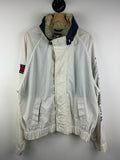 Vintage 90s Tommy Hilfiger Flag White Windbreaker Size XL Graphic Tee – Bold Style · Trending Graphic Apparel