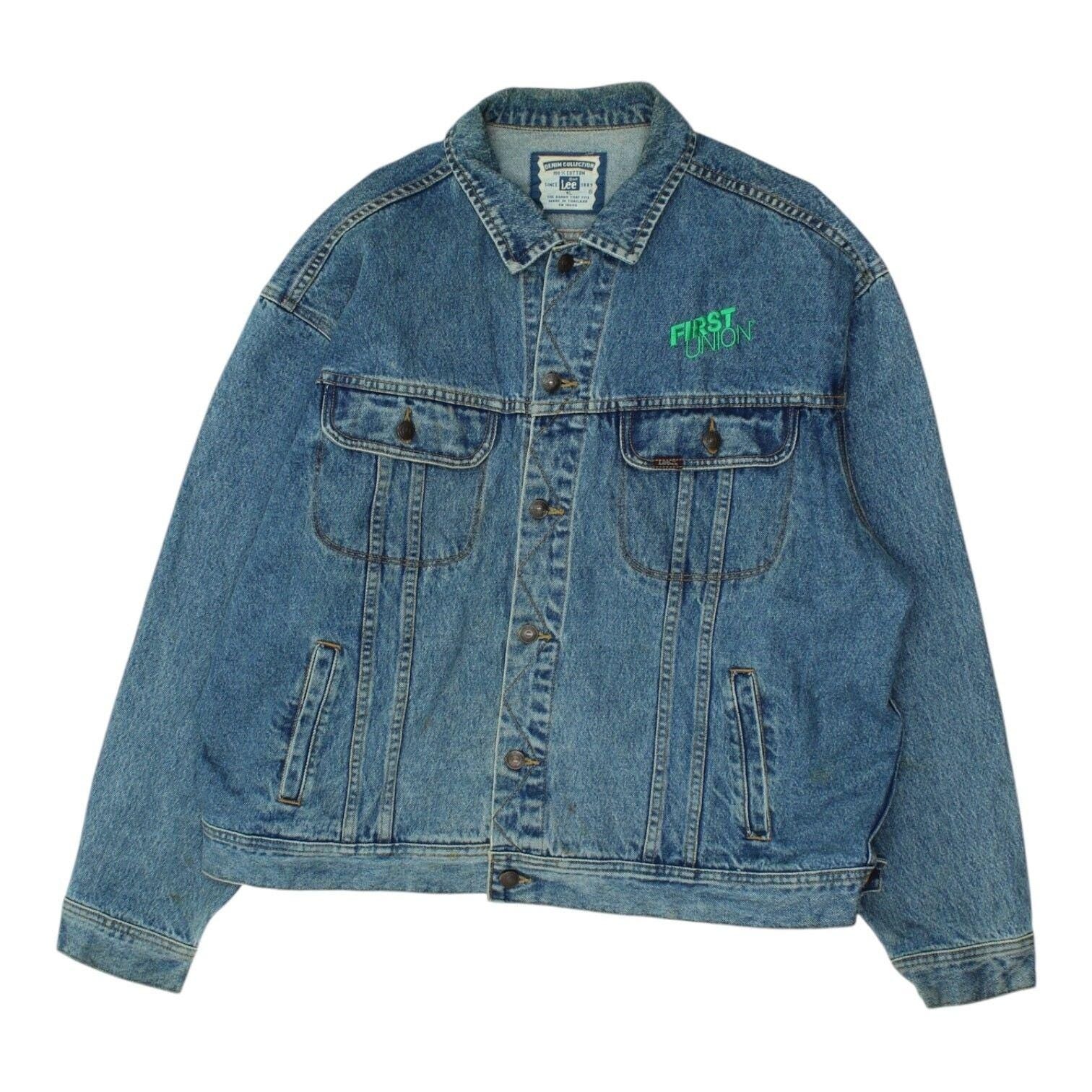 Lee Denim Jean Jacket Vintage Mens Designer Blue Button Up First Union Collar Graphic Tee – Feel-Good Design · Top Pick For Any Outfit
