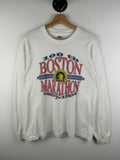 Vintage 90s Boston Marathon 100 Year Anniversary White Long Sleeve Size M Graphic Tee – Cozy Vibes · Must-Have Style