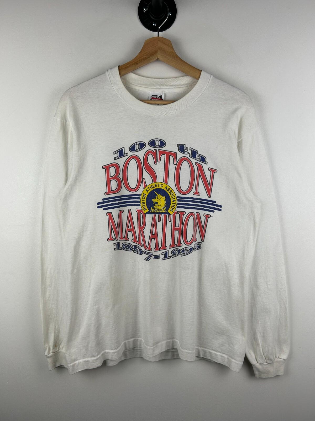 Vintage 90s Boston Marathon 100 Year Anniversary White Long Sleeve Size M Graphic Tee – Cozy Vibes · Must-Have Style