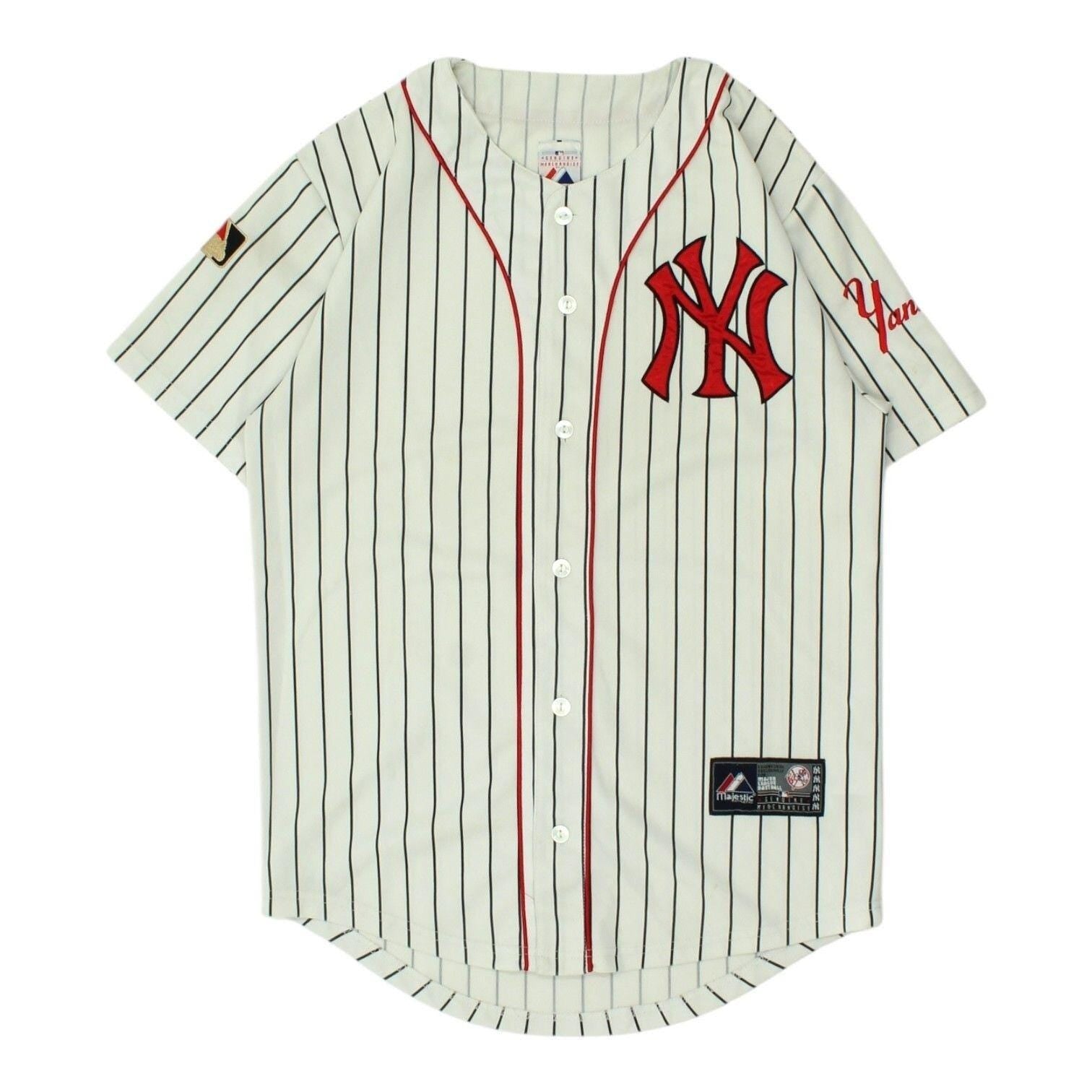 New York Yankees Mens Jersey Vintage MLB Majestic White Baseball Button Shirt Jersey – Soft Feel · Trending Graphic Apparel