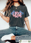 Retro Comfort Coquette USA T shirt 4th Of July Shirt Cute American Sweatshirt Girly Fourth Of July Gift Patriotic American Crewneck Sweatshirt – Bold Style · Perfect For Daily Wear