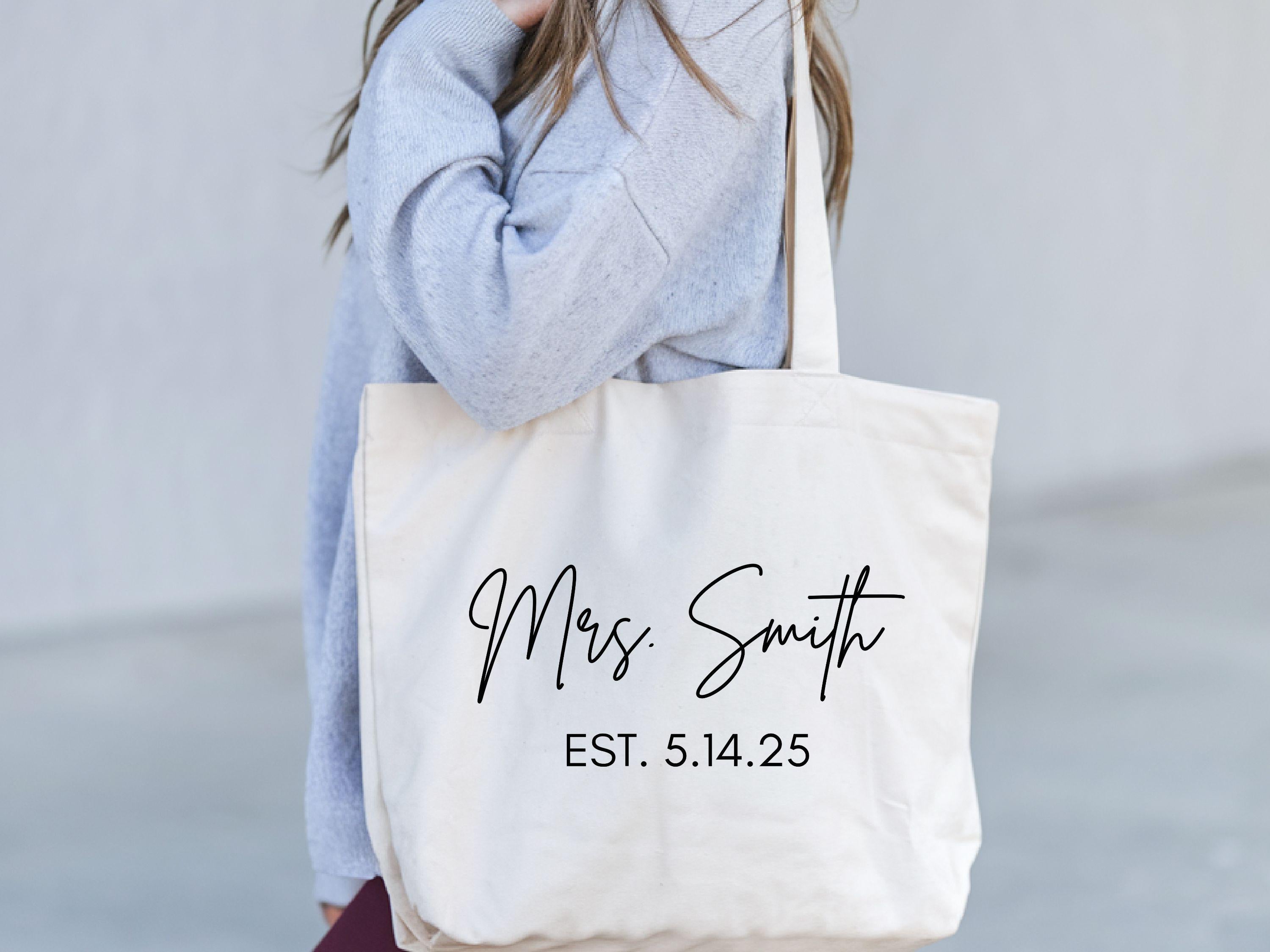 Bride Tote Bags Personalized Bride Bag Wedding Gift Bridal Shower Gift Gift For Bride Bridal Gift Honeymoon Gift Engagement Gifts Tote Bag – Soft Feel · Top Pick For Any Outfit
